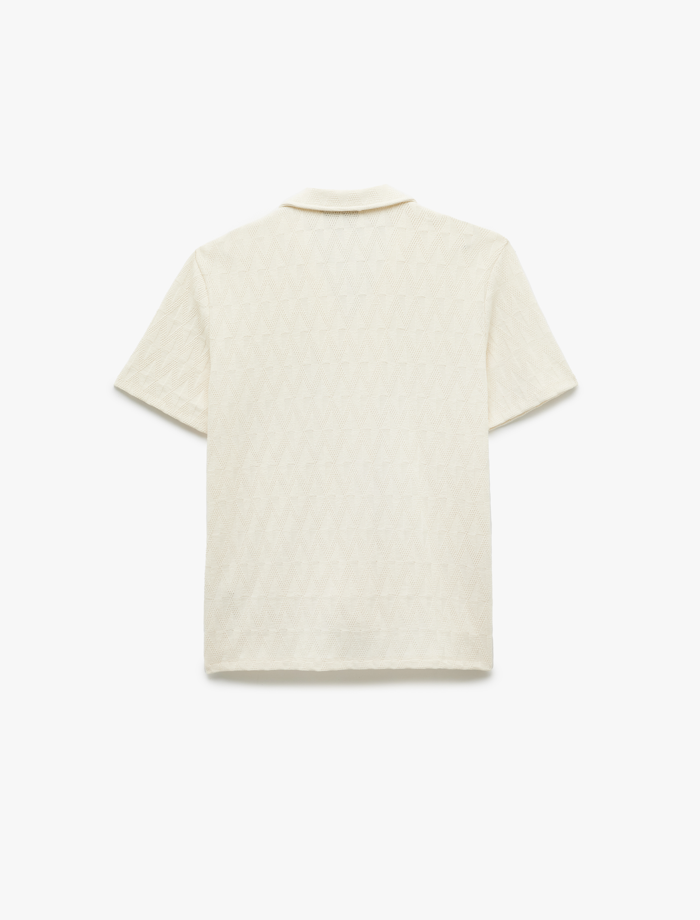   Kayık Yaka Regular Fit Pamuklu Dokulu Kısa Kollu Gömlek