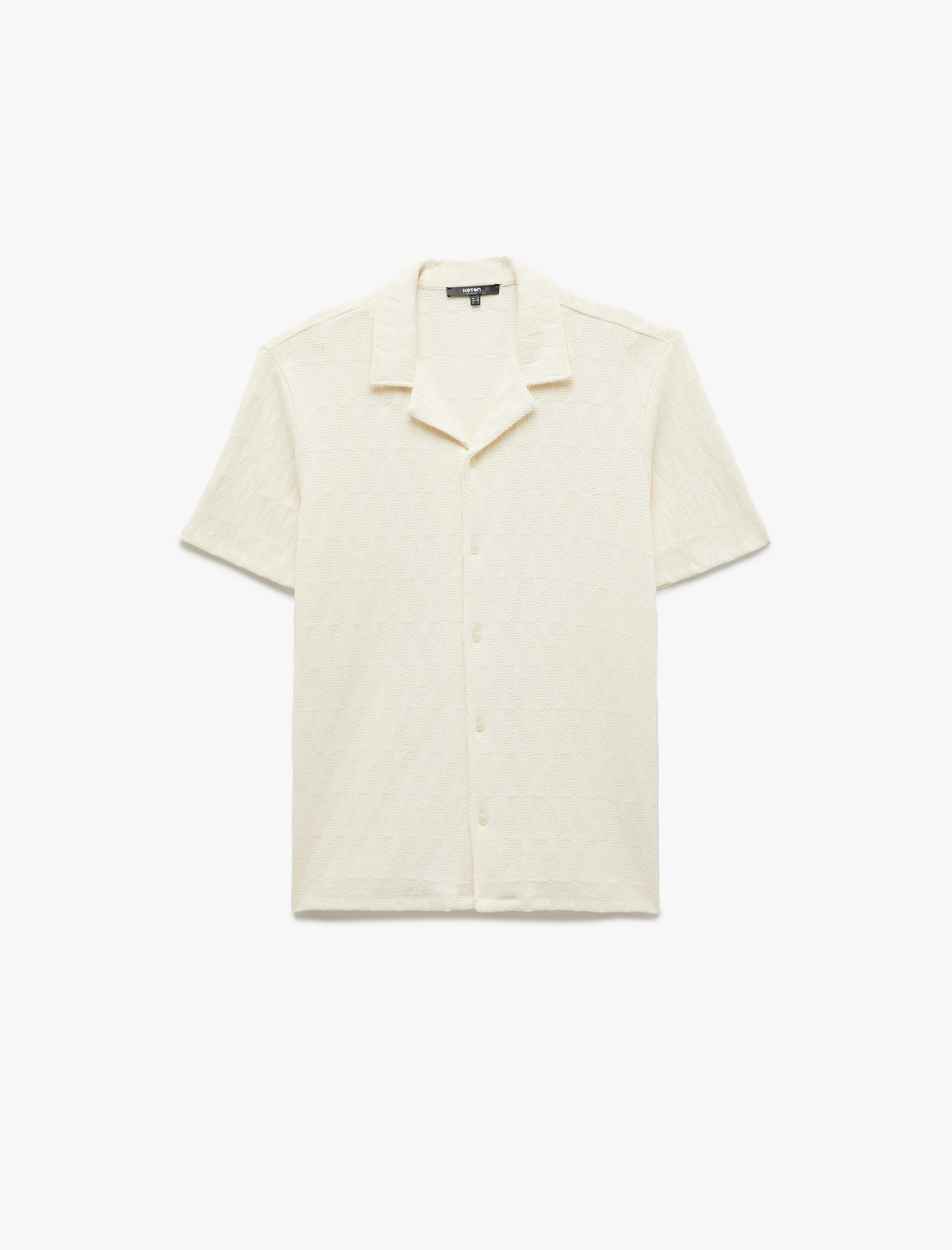   Kayık Yaka Regular Fit Pamuklu Dokulu Kısa Kollu Gömlek