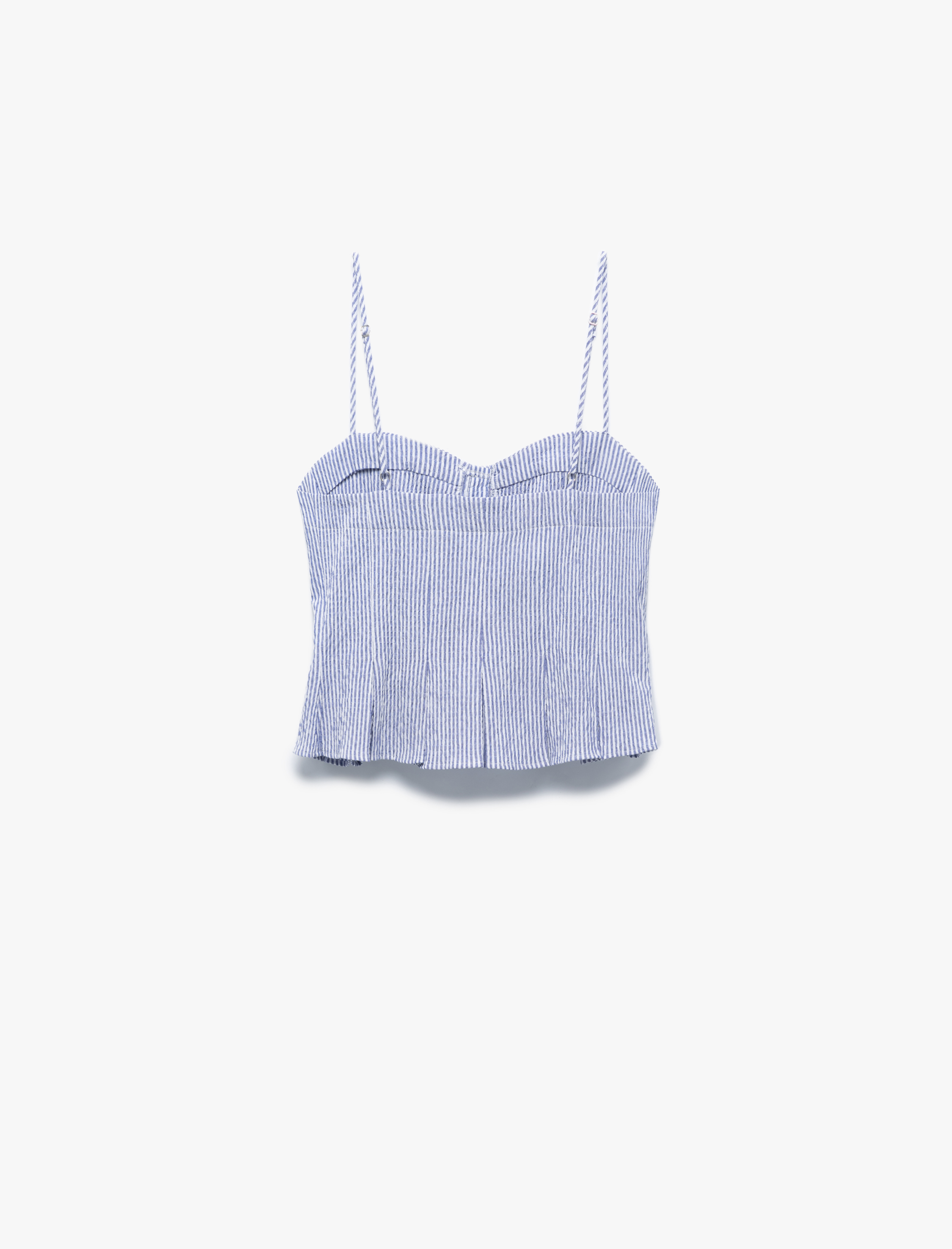   Koton X İnji - Kalp Yaka Düğmeli Kolsuz Çizgili Crop Bluz