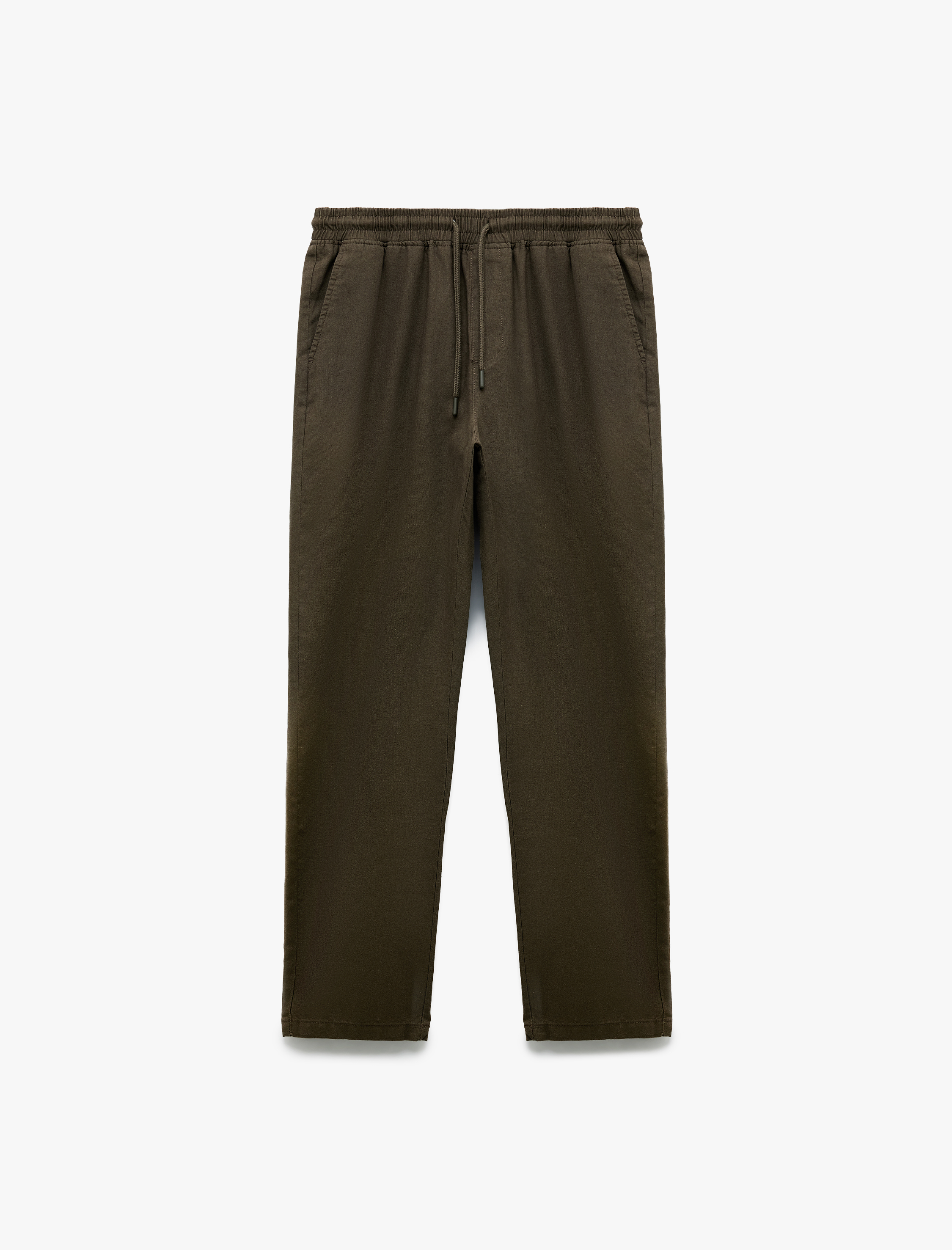   Beli Bağcıklı Cep Detaylı Keten Pamuk Karışımlı Chino Pantolon