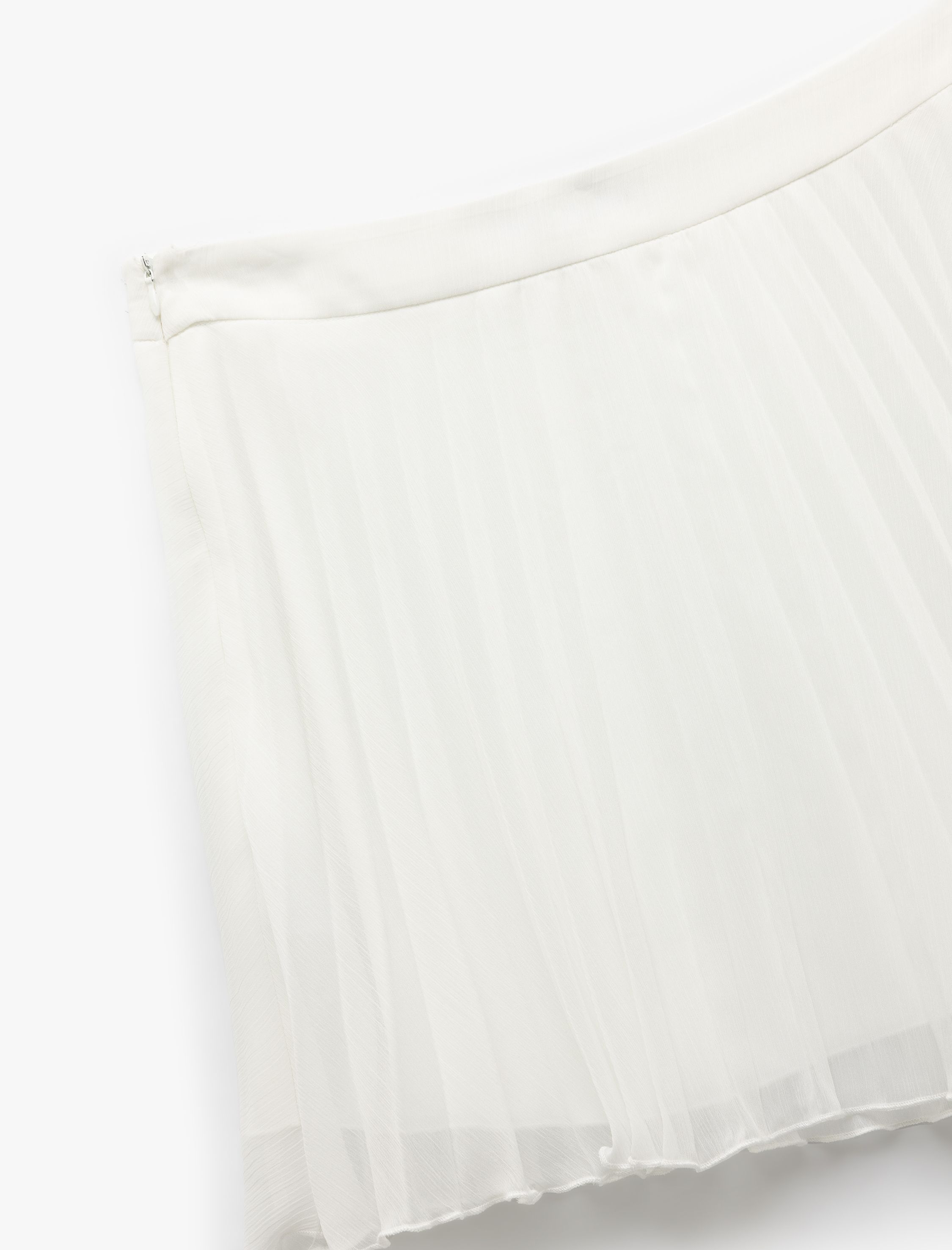   Pileli Astarlı Şifon Mini Etek