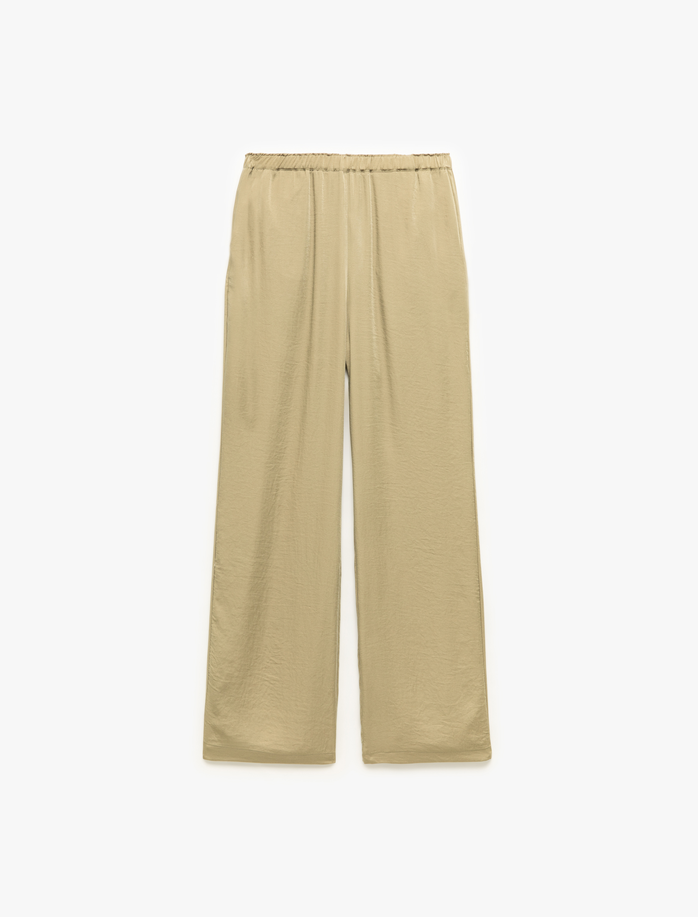   Standart Bel Cepli Uzun Geniş Paça Palazzo Saten Pantolon