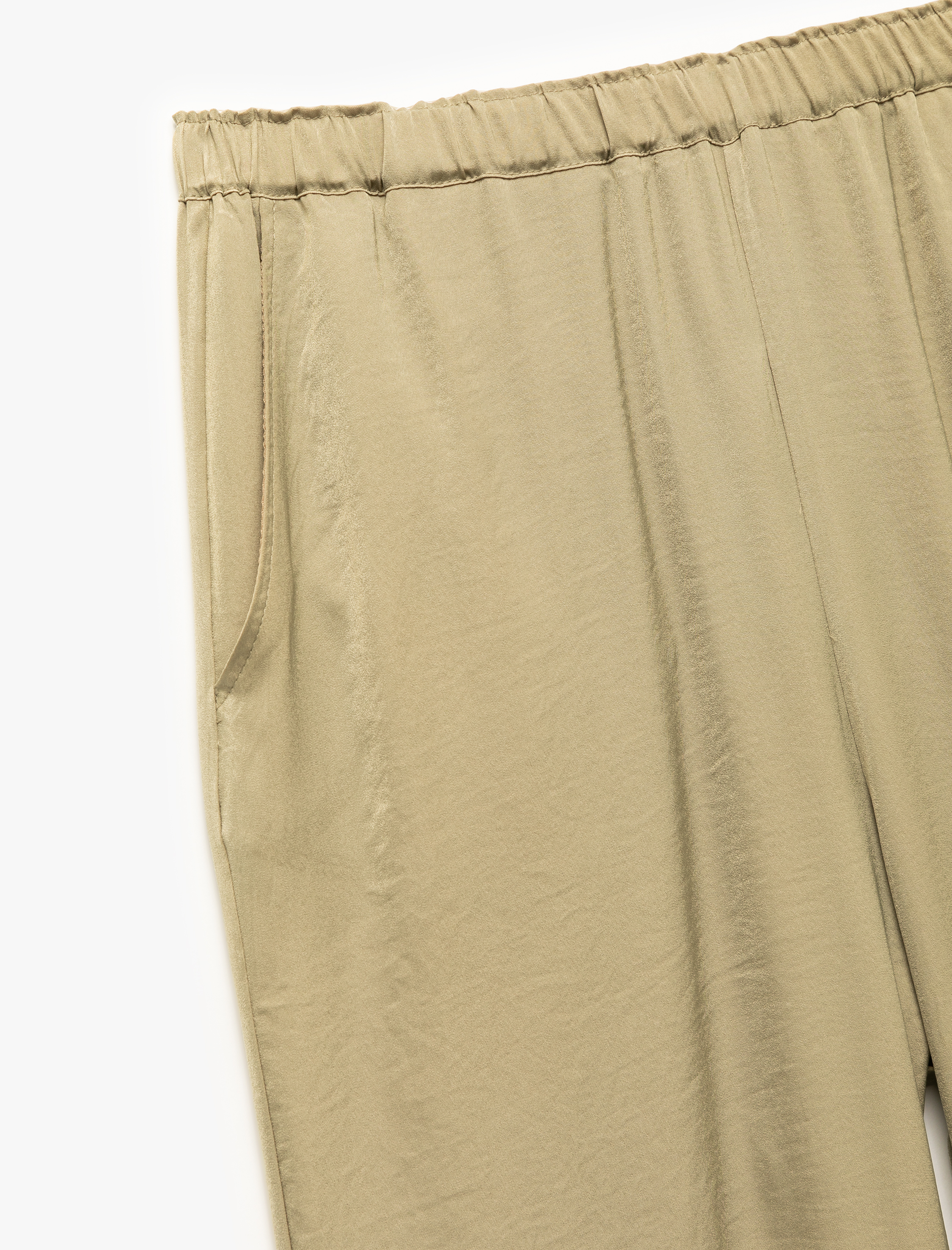   Standart Bel Cepli Uzun Geniş Paça Palazzo Saten Pantolon