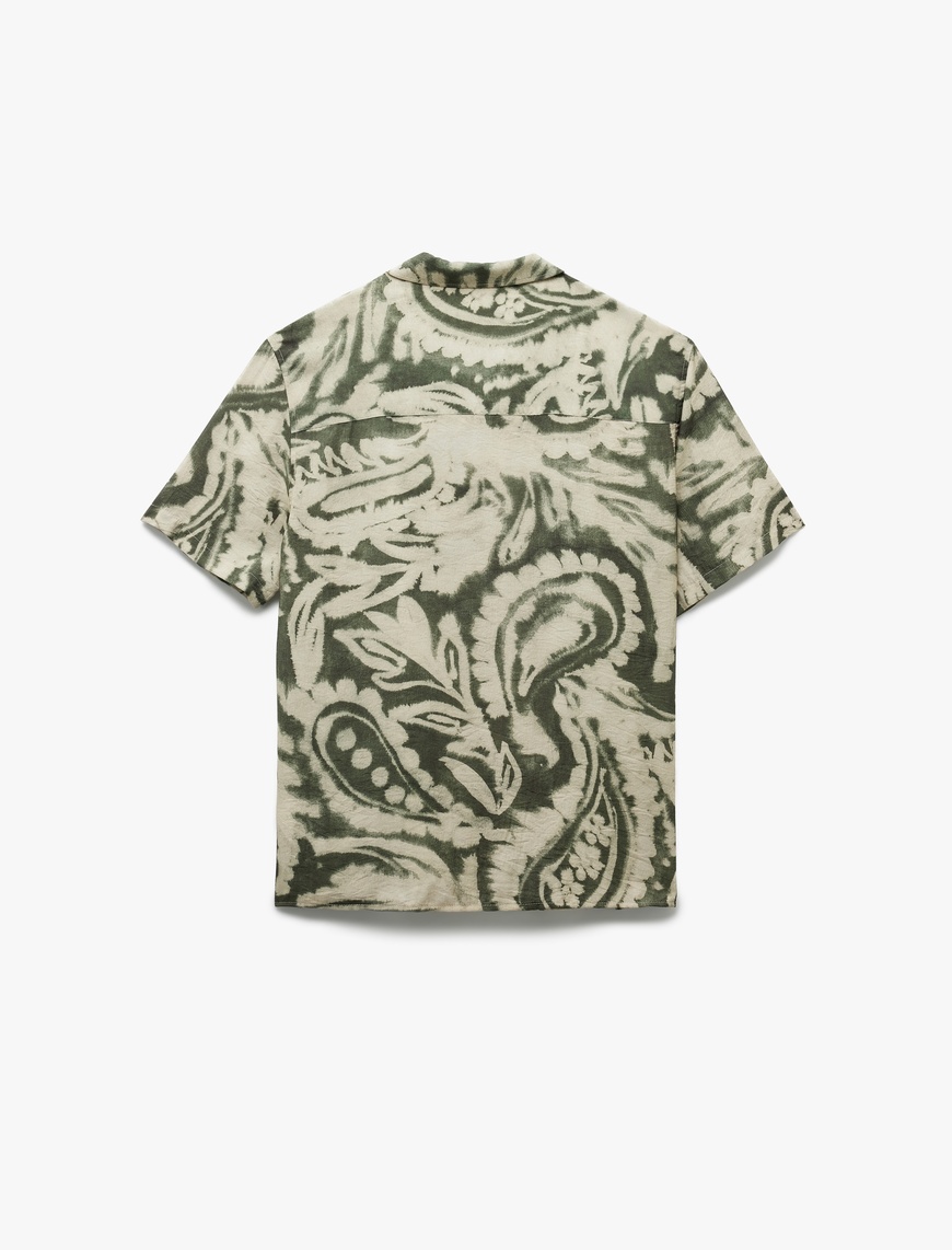   Kısa Kollu Devrik Yaka Regular Fit Viskon Batik Desenli Gömlek