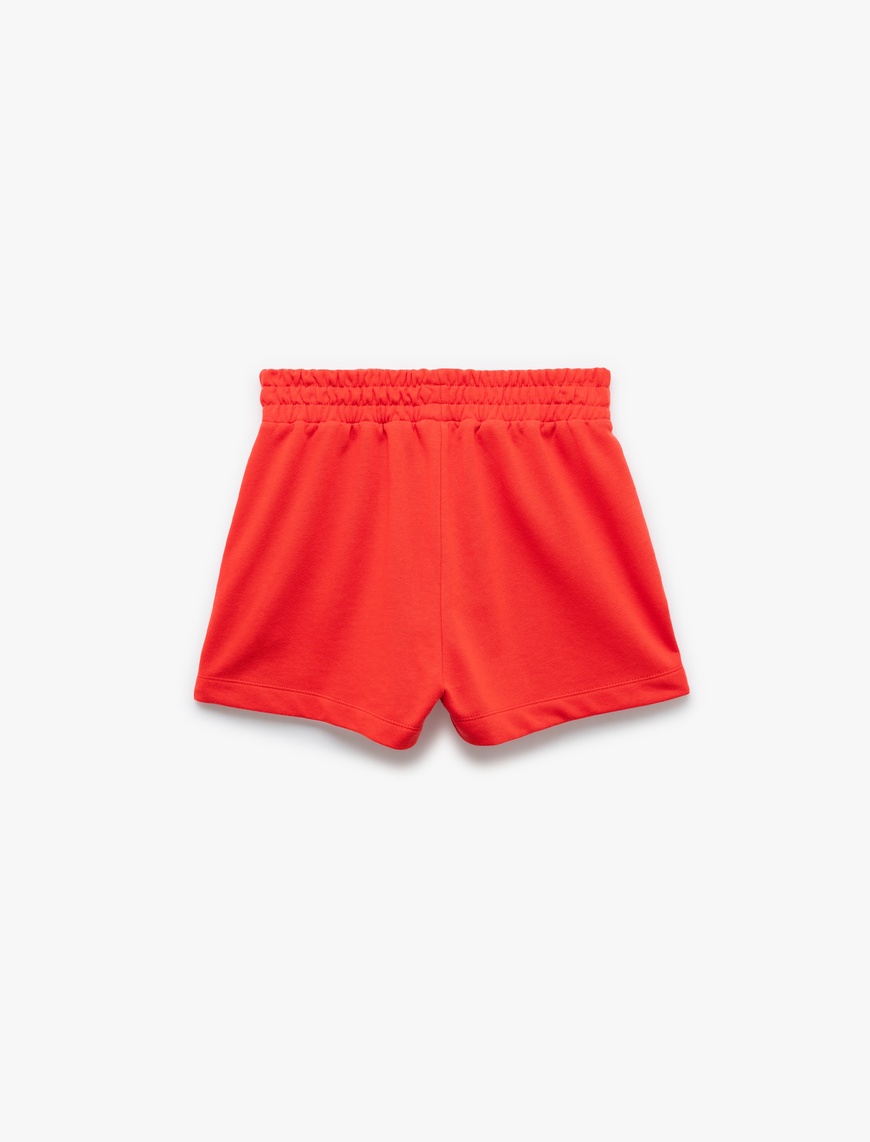   Beli Lastikli Baskılı Cepli Rahat Kalıp Mini Spor Şort