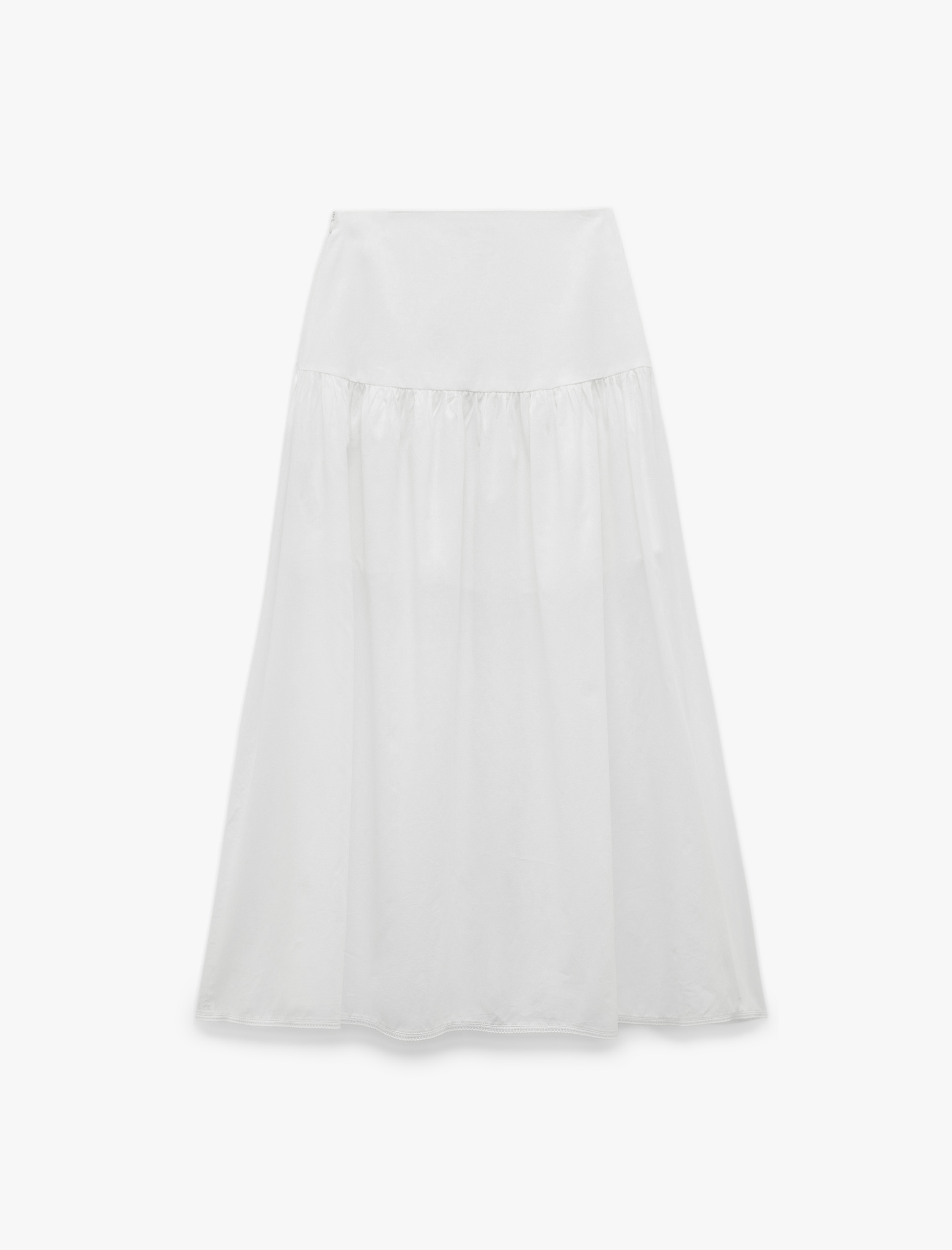   Pamuklu Bağlama Detaylı Fiyonklu Çan Kesim Midi Kloş Etek