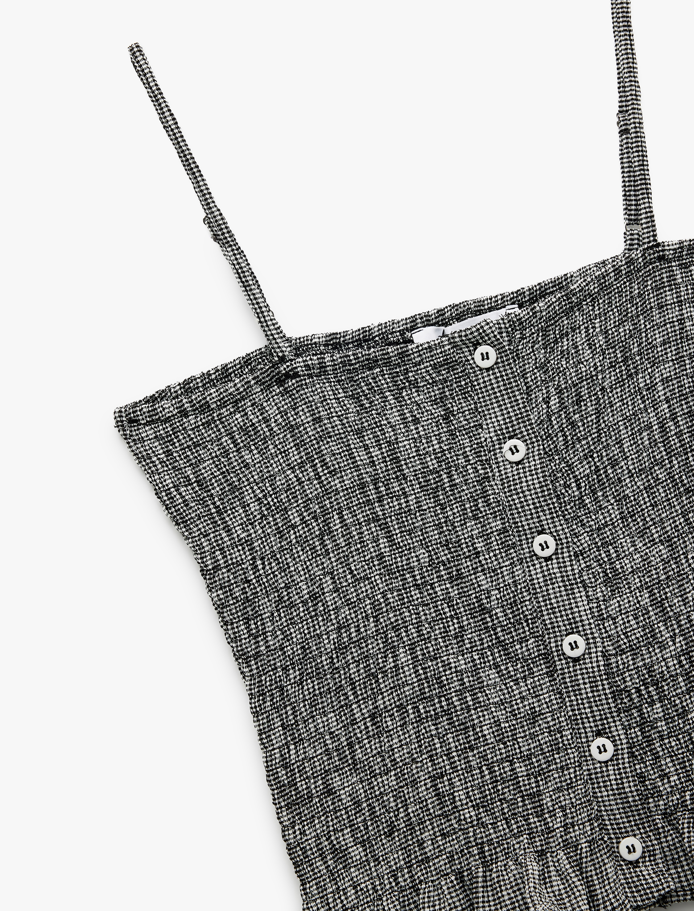   Düğme Detaylı İp Askılı Bürümcük Slim Fit Crop Bluz