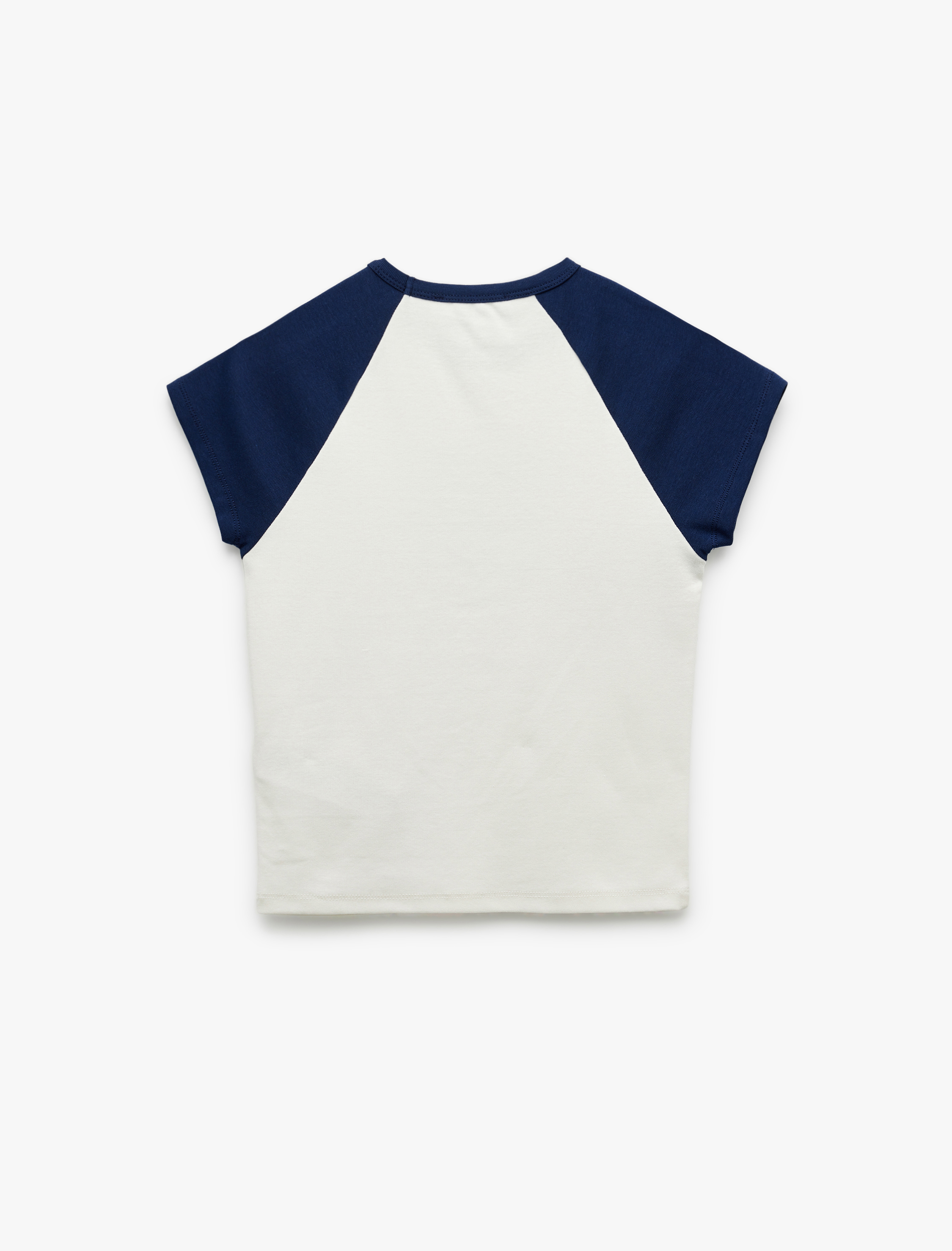 Reglan Kısa Kollu Dar Kesim Bisiklet Yaka Baskılı Pamuklu Tişört