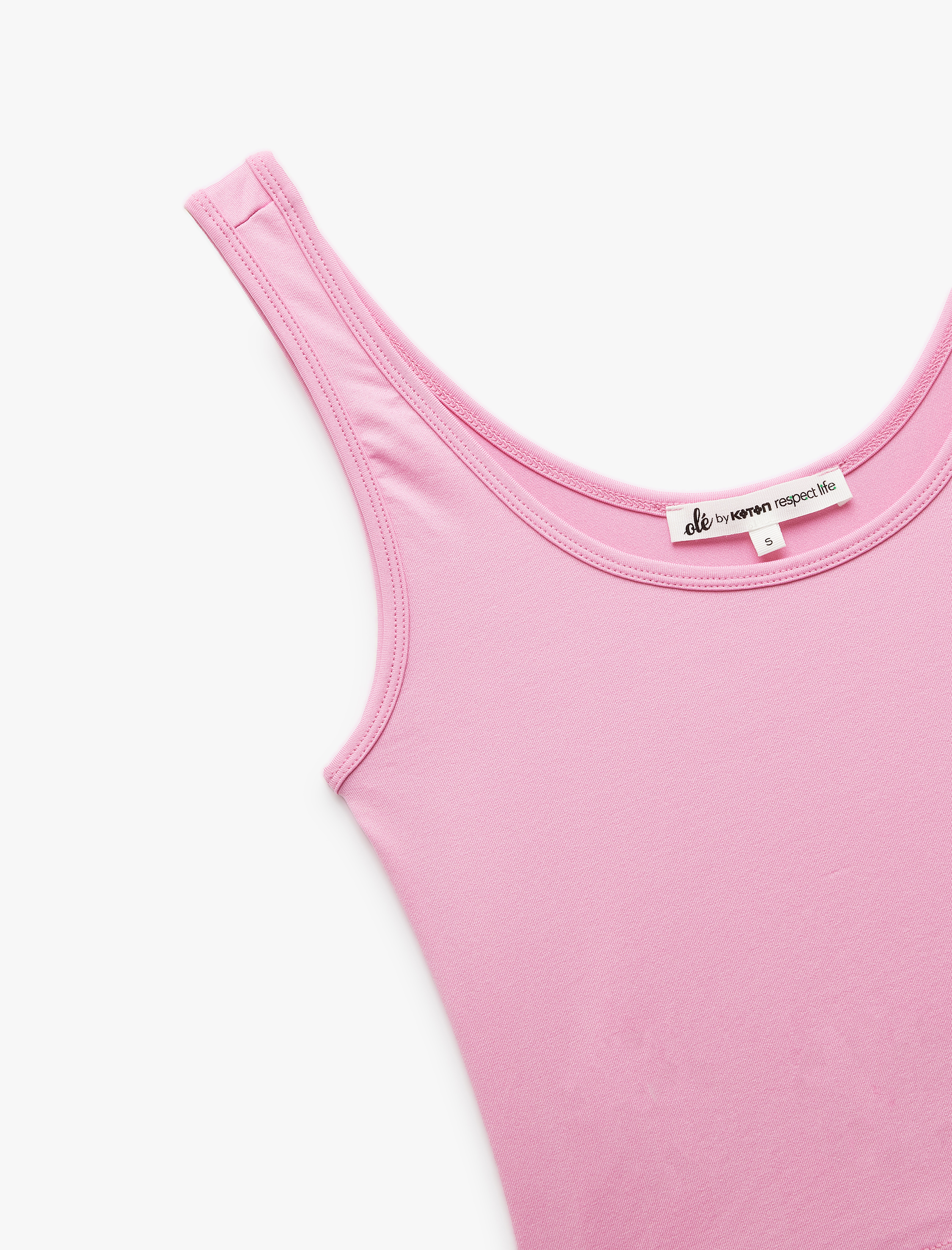   U Yaka Slim Fit Kolsuz Basic Crop Bluz