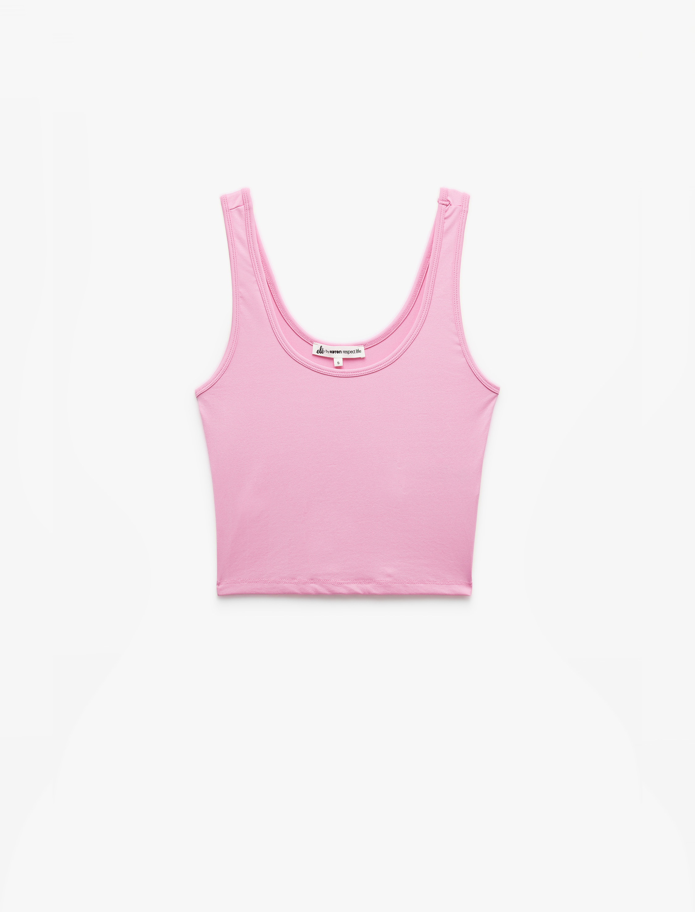   U Yaka Slim Fit Kolsuz Basic Crop Bluz