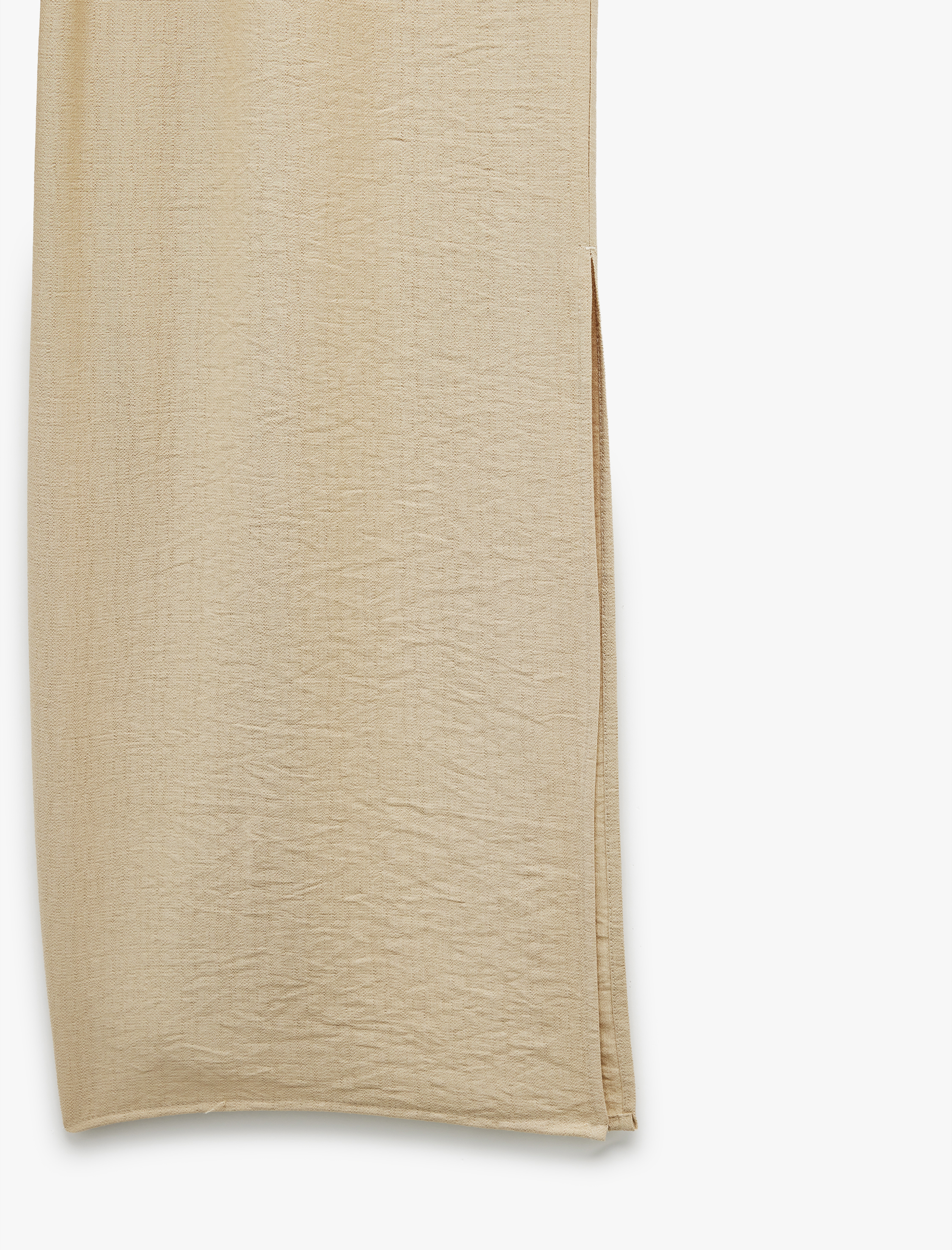   Viskon Kumaş Rahat Kalıp Yırtmaç Detaylı Beli Bağcıklı Cepli Kruvaze Oversize Pantolon