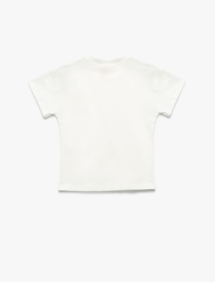 Erkek Bebek Palmiye Baskılı Bisiklet Yaka Kısa Kollu Pamuklu Tişört