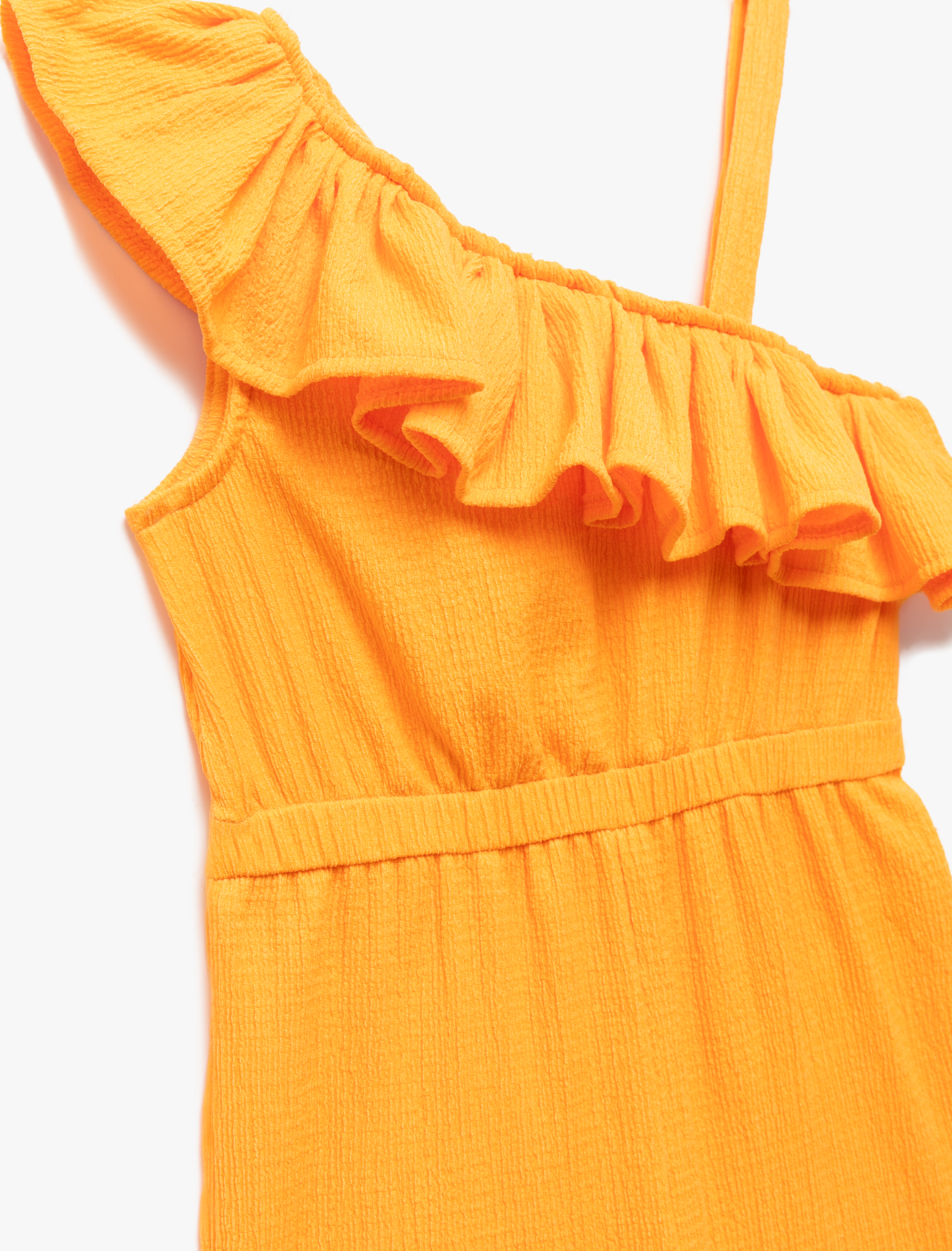  Kız Bebek Tek Omuz Askılı Fırfır Detaylı Kısa Tulum