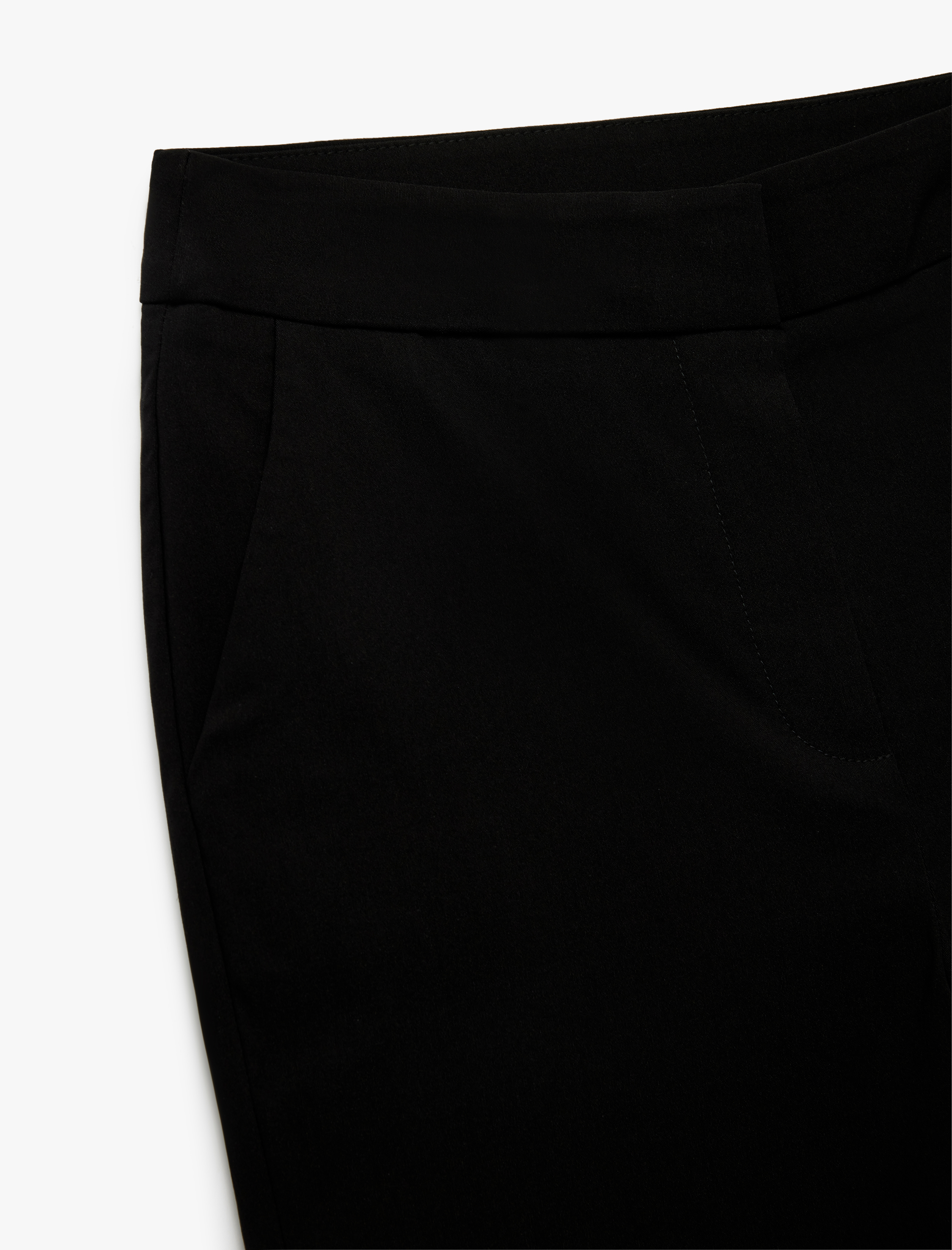   Viskon Kumaş Slim Fit Cepli Capri Pantolon