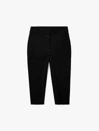 Viskon Kumaş Slim Fit Cepli Capri Pantolon