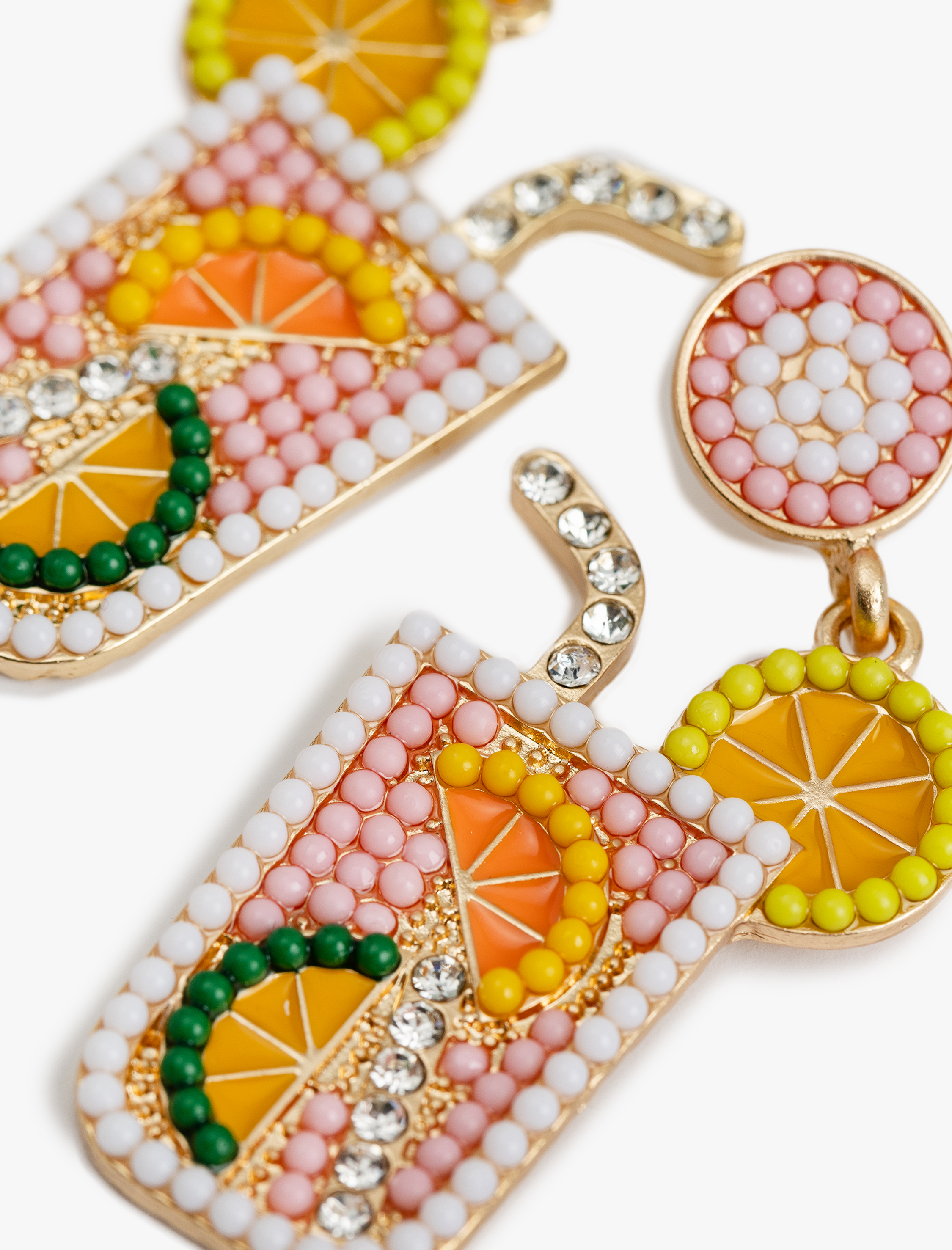  Kadın Orta Boy Yaz Temalı Limon Detaylı Sallantılı Taşlı Küpe - Koton X Sibil Çetinkaya