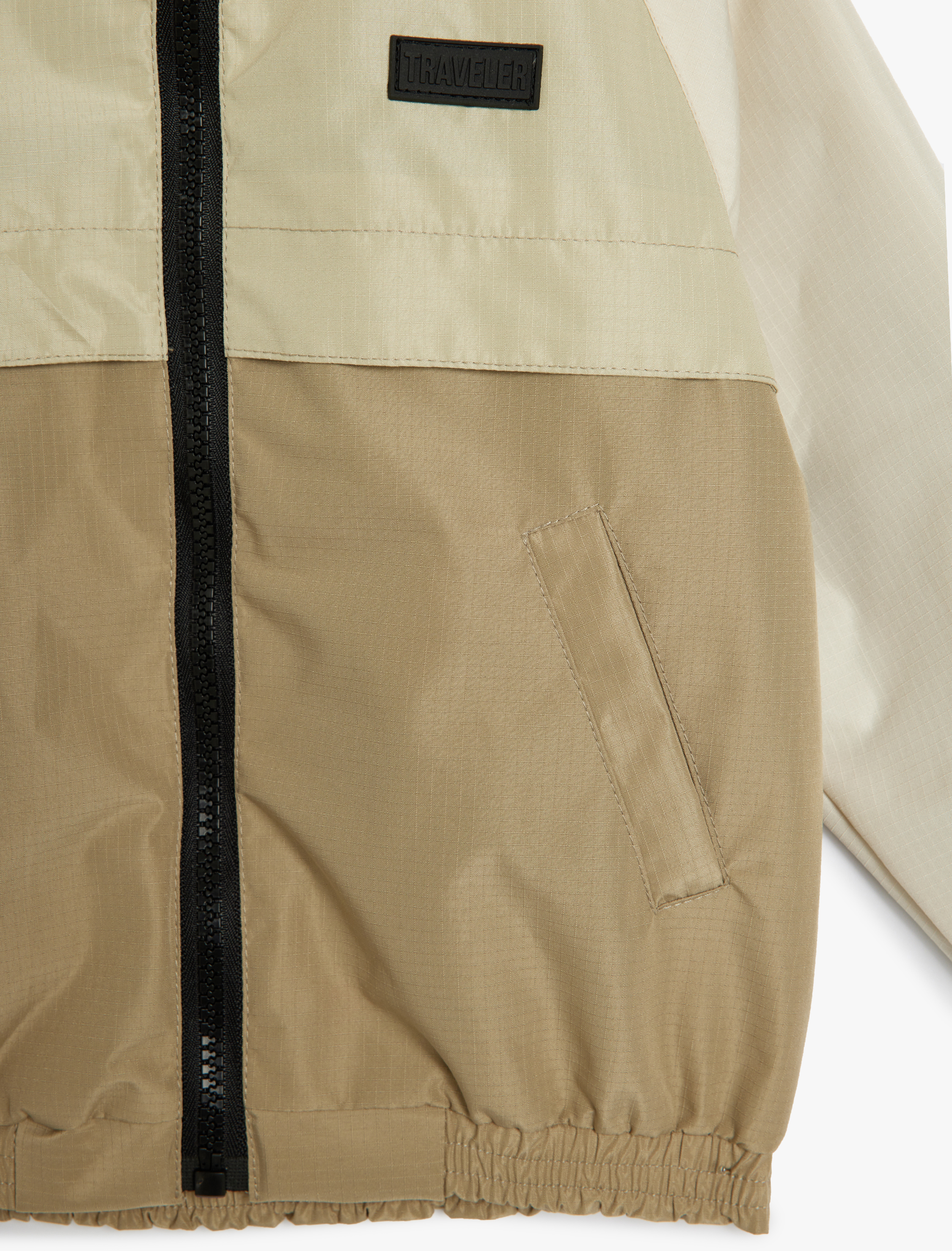  Erkek Bebek Uzun Kollu Renk Bloklu Fermuarlı Cepli Kapşonlu Mevsimlik Ceket