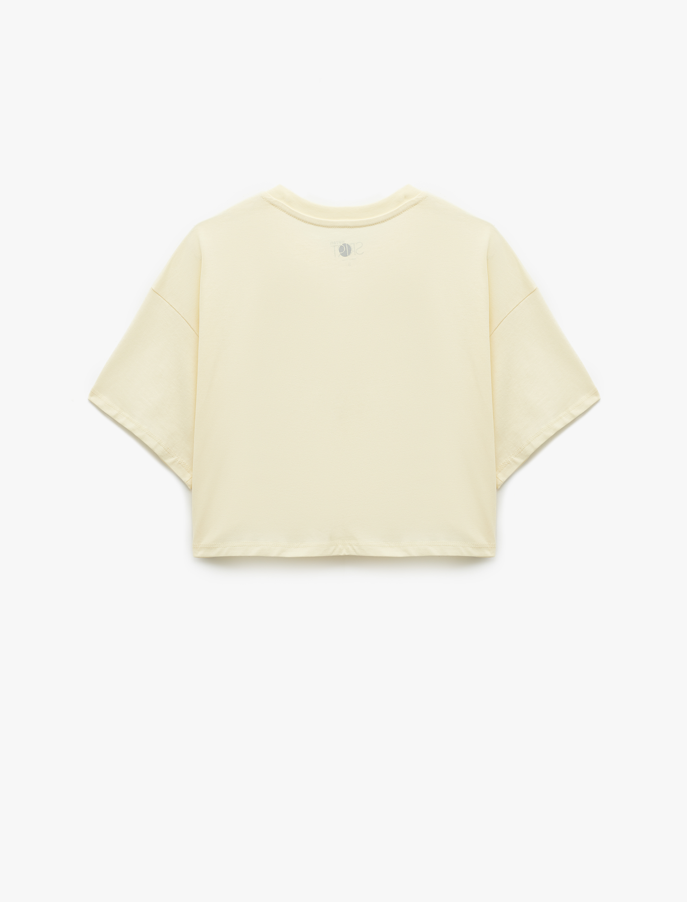   Pamuklu Rahat Kesim Bisiklet Yaka Crop Spor Tişört