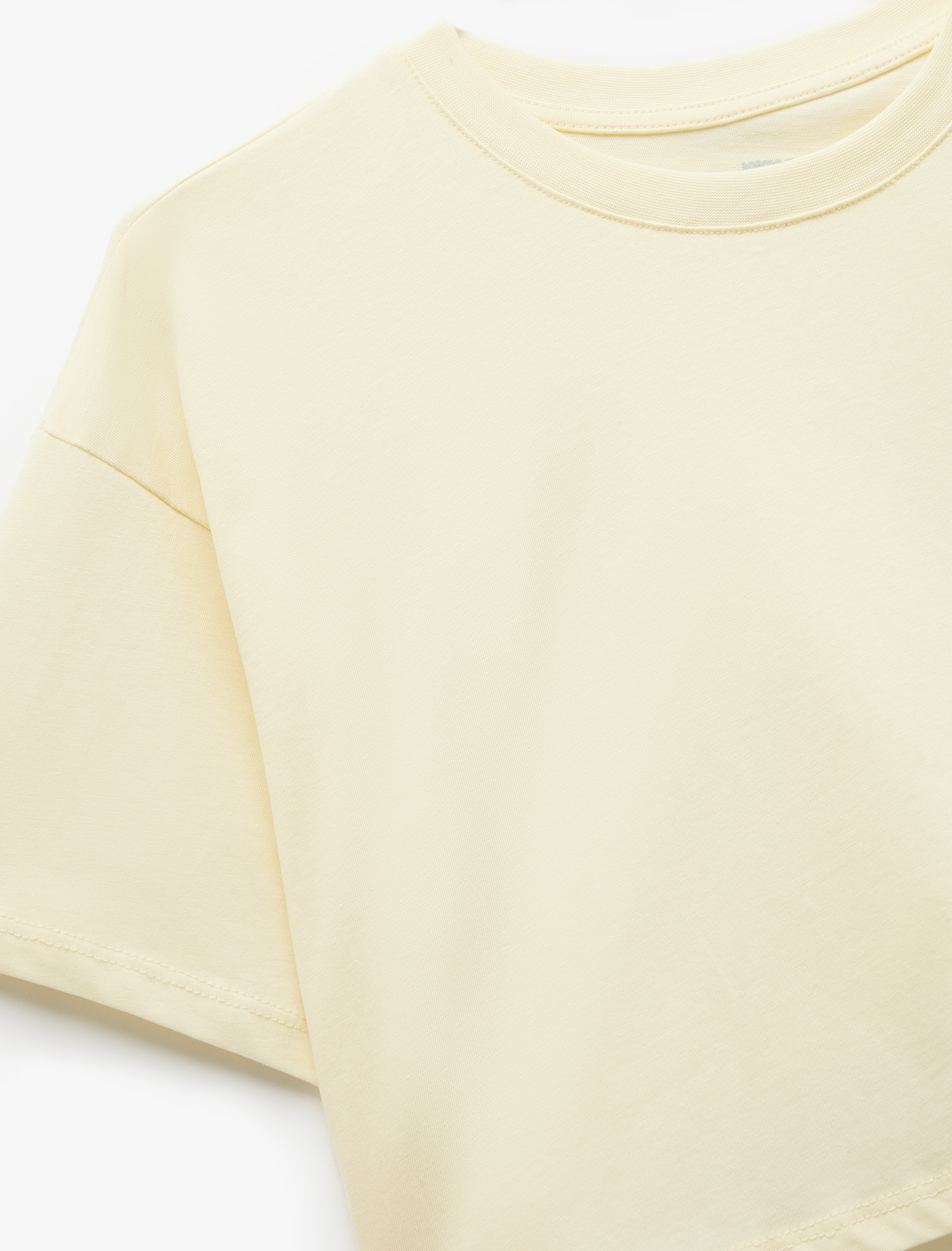   Pamuklu Rahat Kesim Bisiklet Yaka Crop Spor Tişört