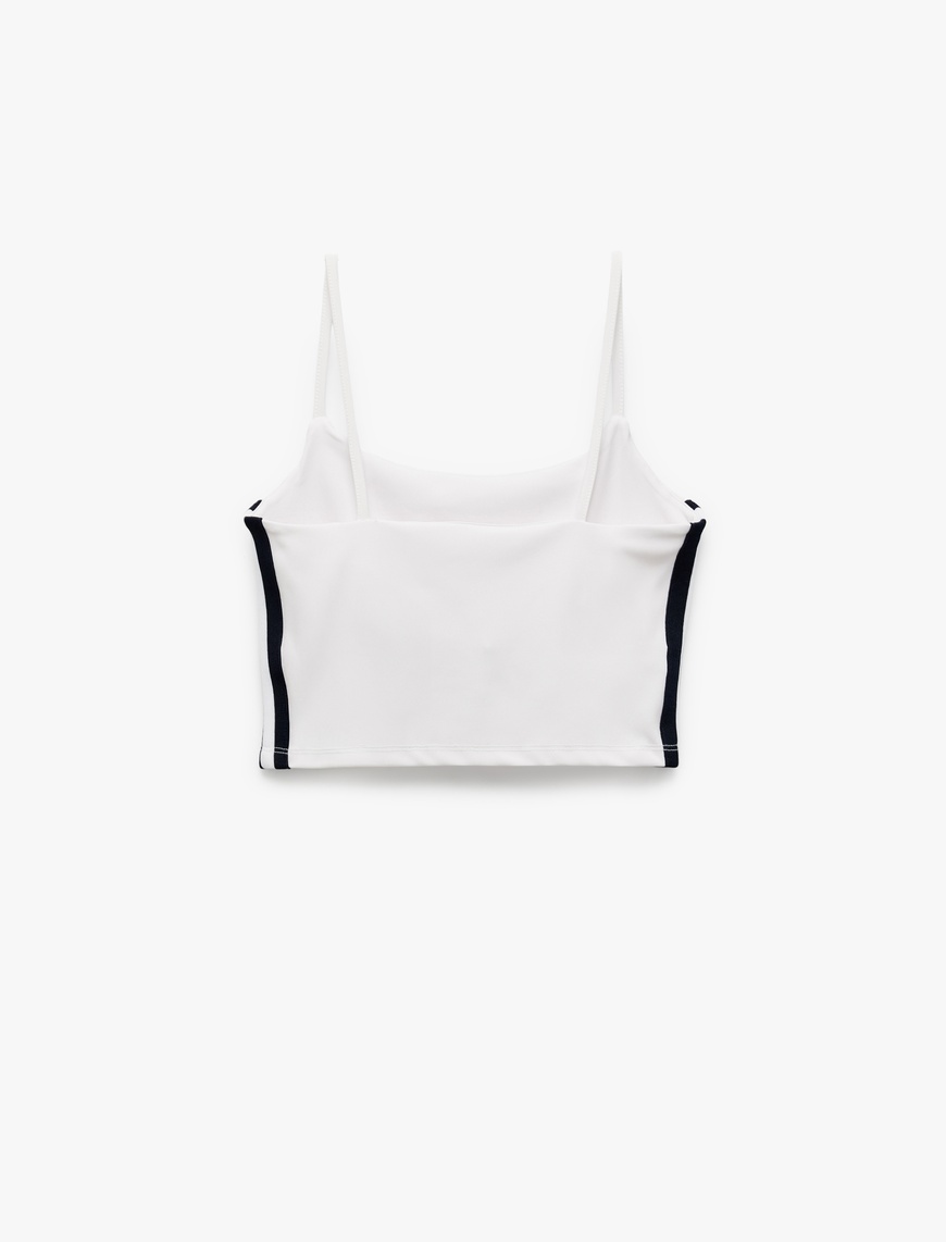   Askılı Şerit Baskılı Slim Fit Crop Sporcu Atleti