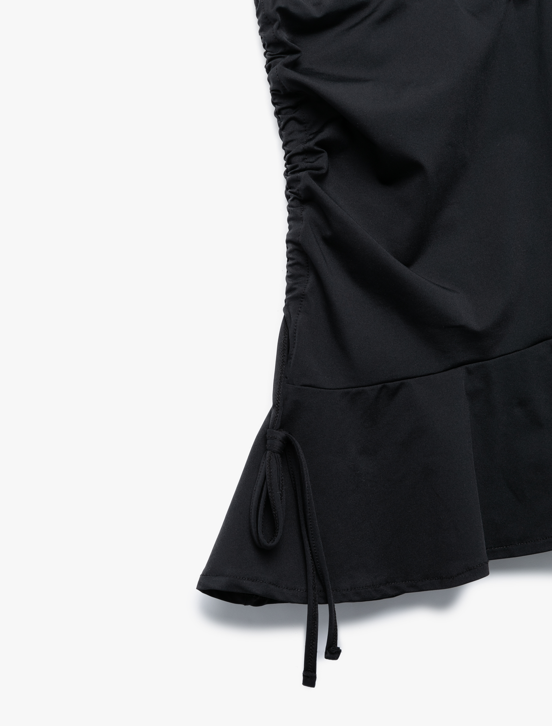   Skinny Fit Yandan Büzgülü Drapeli Fırfırlı Mini Pareo Etek