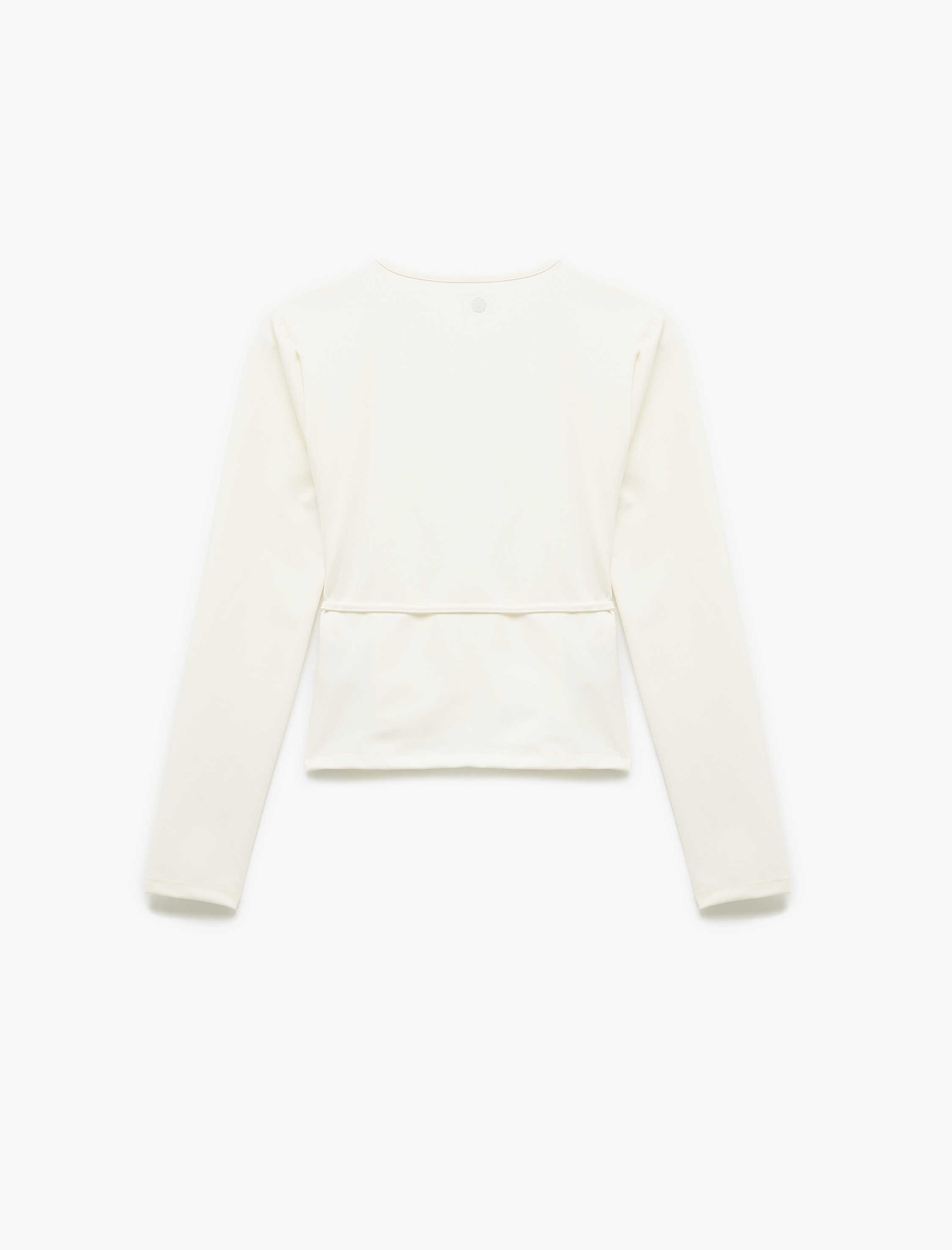   Kruvaze Yaka Bağlama Detaylı Uzun Kollu Slim Fit Spor Tişört