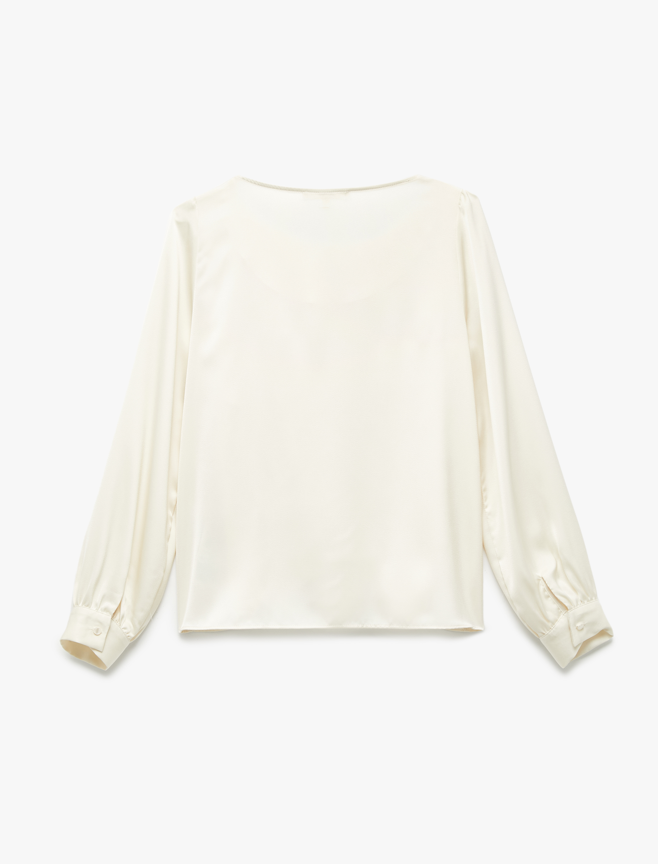   Aksesuar Detaylı Uzun Kollu Şal Yaka Saten Bluz