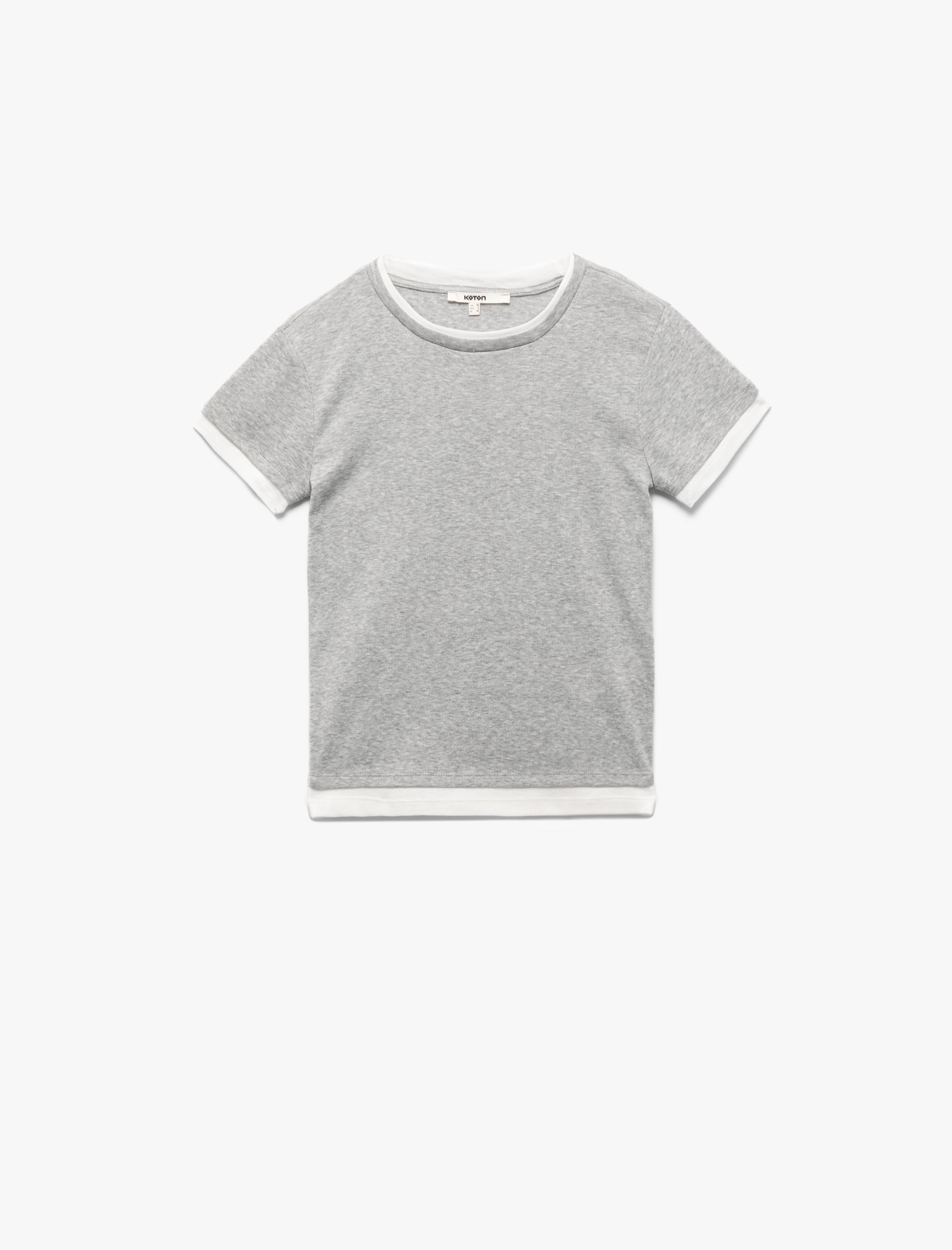   Renk Kontrast Detaylı Slim Fit Kısa Kollu Bisiklet Yaka Tişört