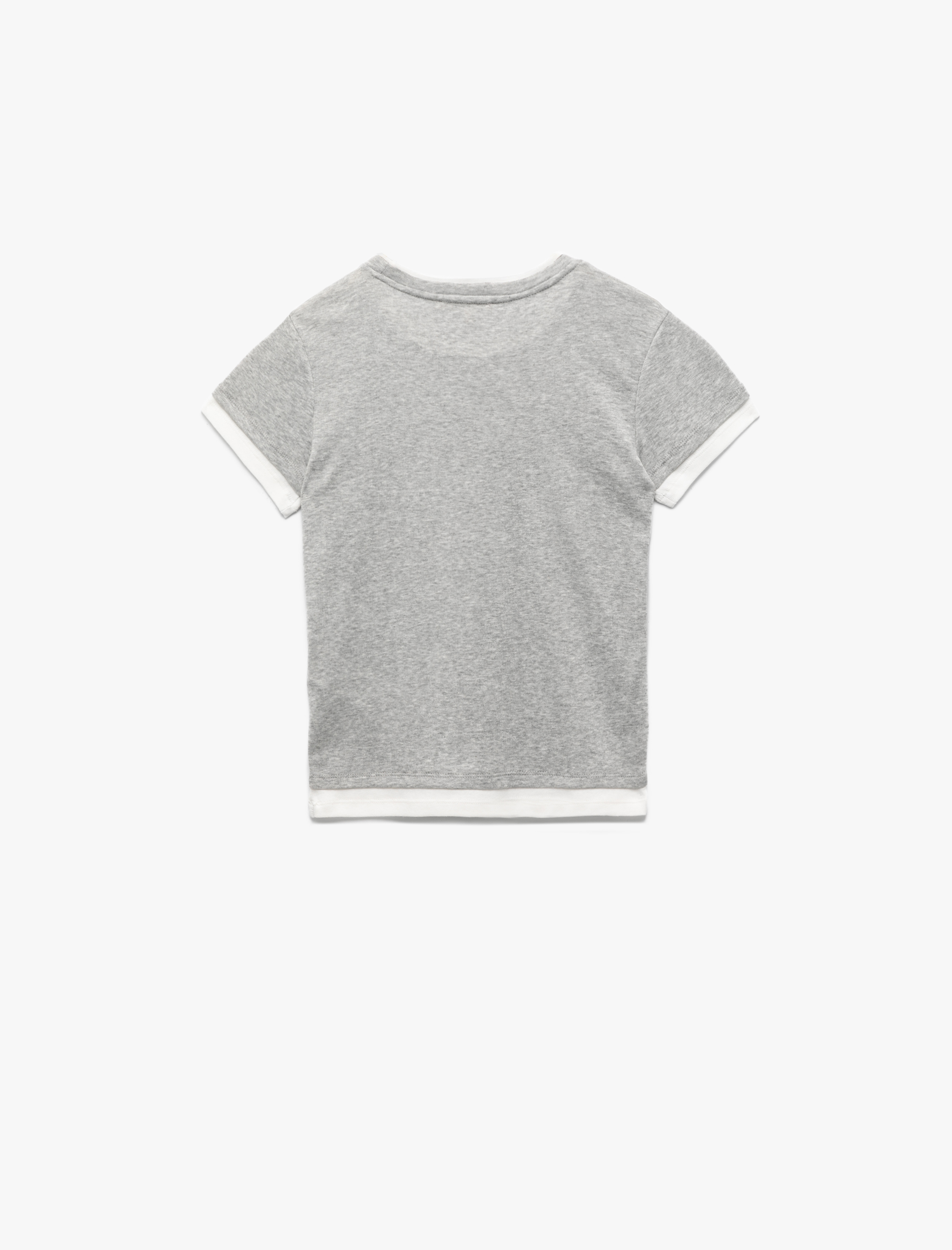   Renk Kontrast Detaylı Slim Fit Kısa Kollu Bisiklet Yaka Tişört