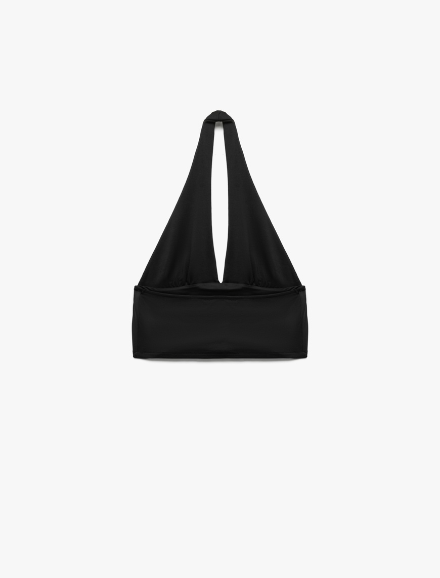   Slim Fit Sırt Dekolteli Crop Halter Yaka Büstiyer