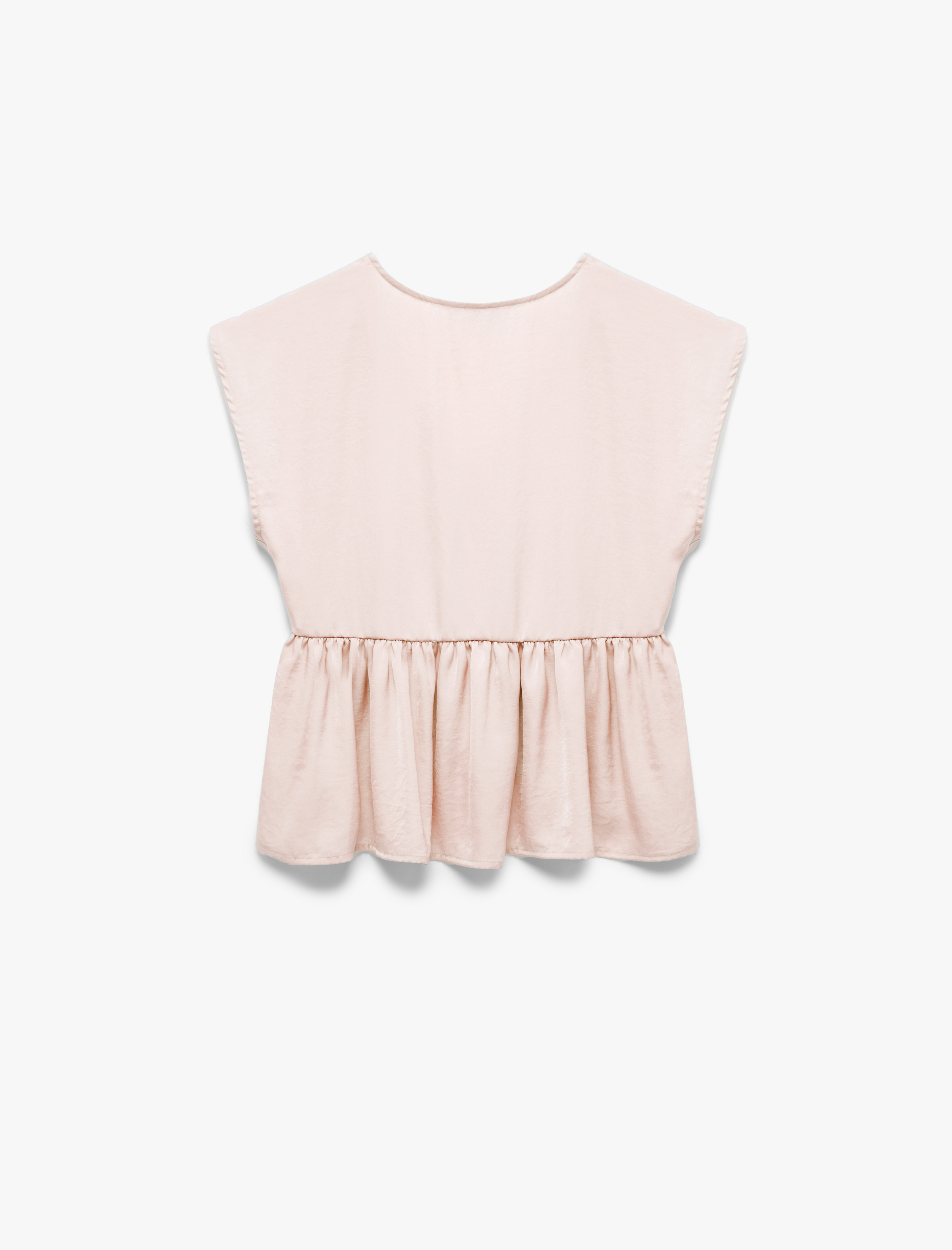   Aerobin Kumaş Pileli V Yaka Kolsuz Saten Bluz