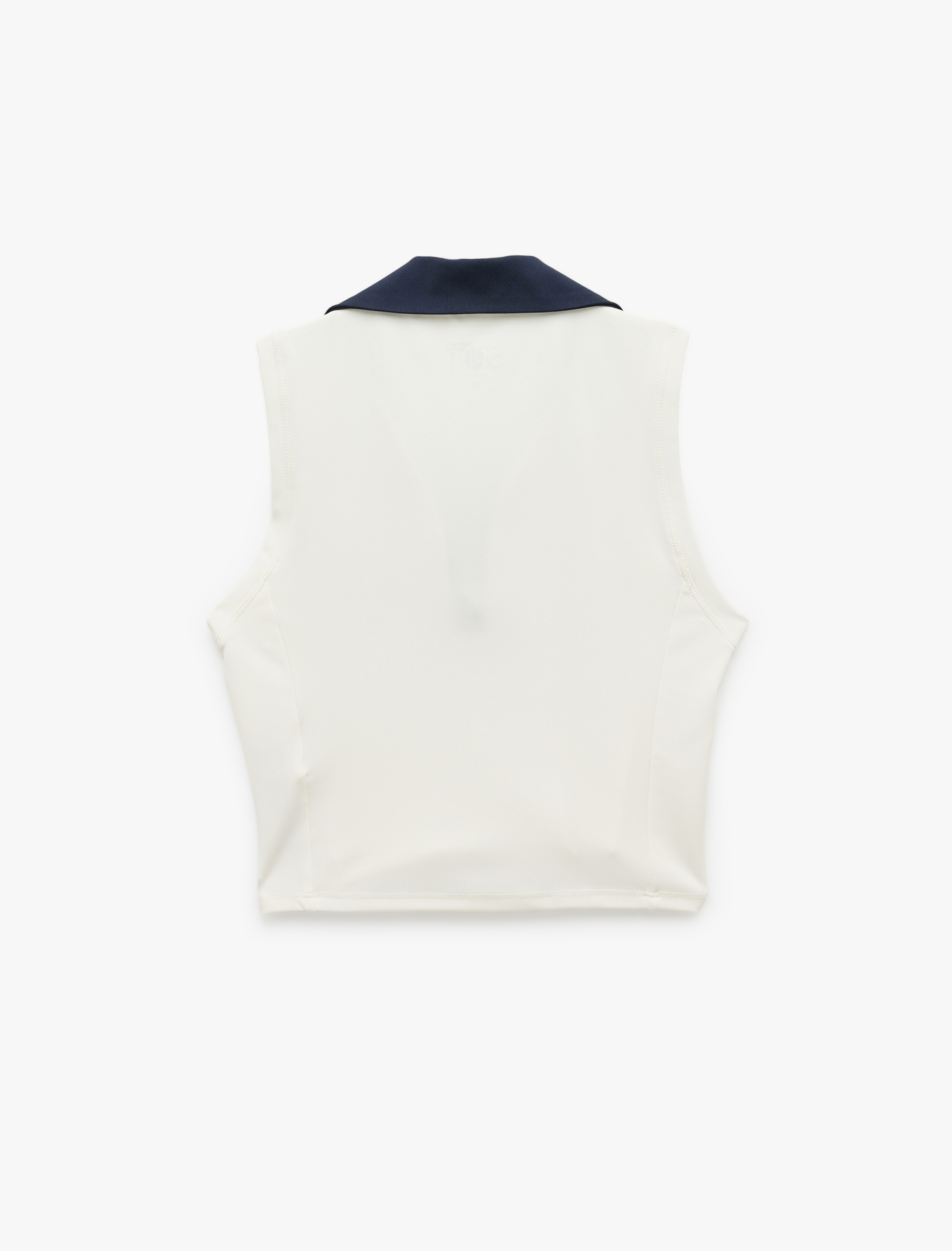 Slim Fit Polo Yaka Baskılı Kolsuz Crop Spor Atlet