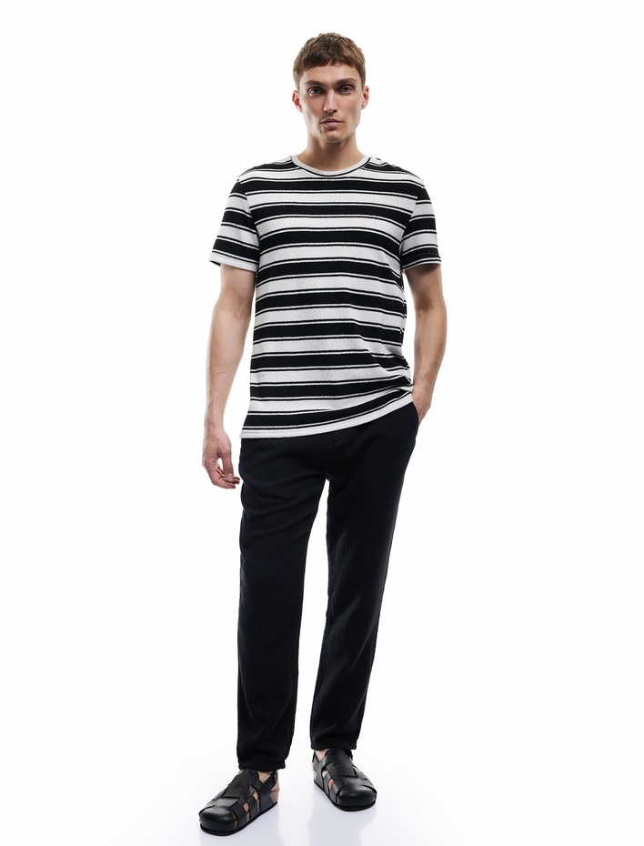  Pamuklu Cep Detaylı Beli Bağcıklı Düğmeli Müslin Pantolon