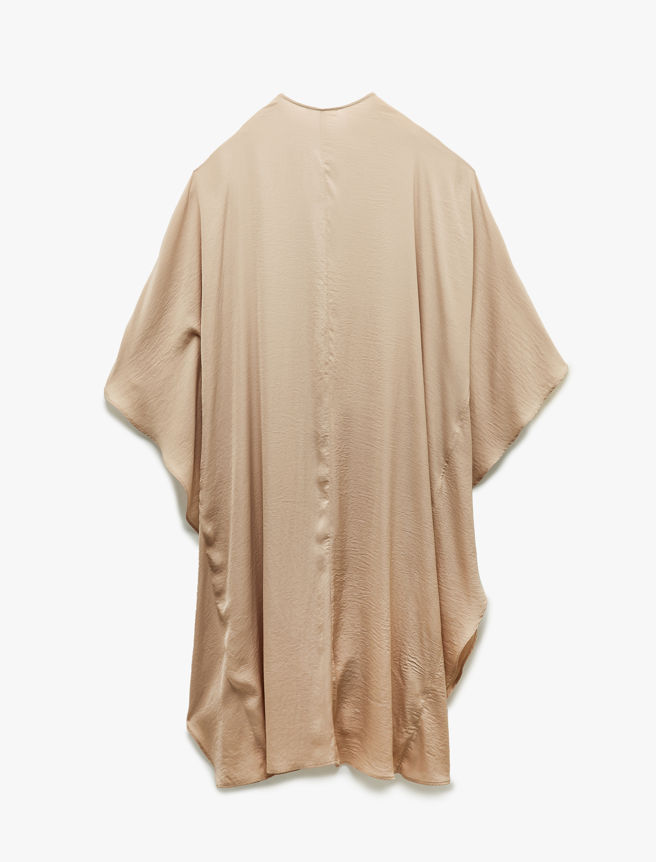   Aerobin Kumaş Aksesuar Detaylı Kısa Yarasa Kollu Kruvaze Uzun Saten Elbise