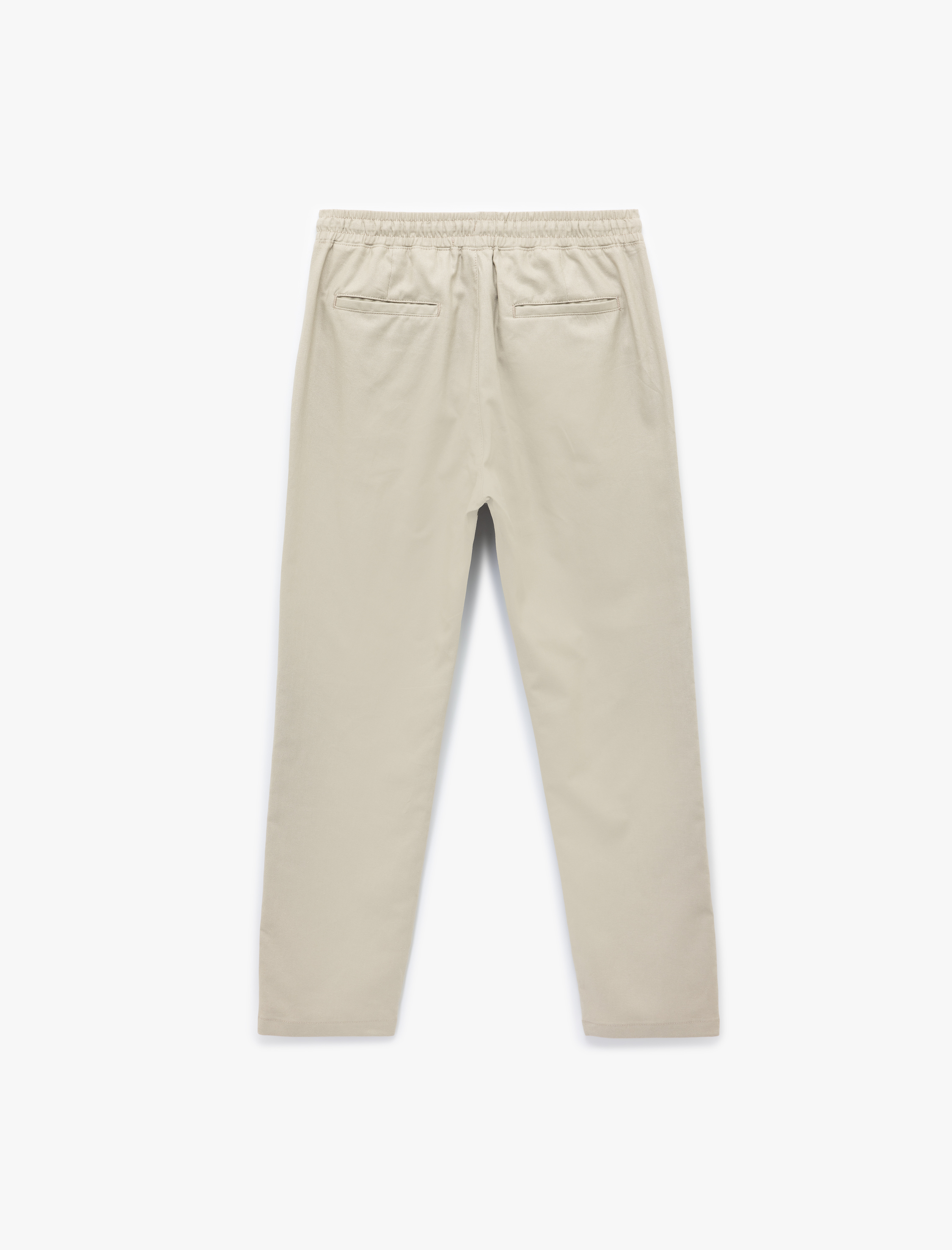   Beli Bağcıklı Cep Detaylı Keten Pamuk Karışımlı Pantolon