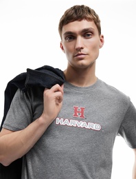 Kısa Kollu Regular Fit Bisiklet Yaka Baskılı Lisanslı Harvard Tişört