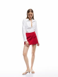 Regular Fit Kruvaze Mini Şort Etek