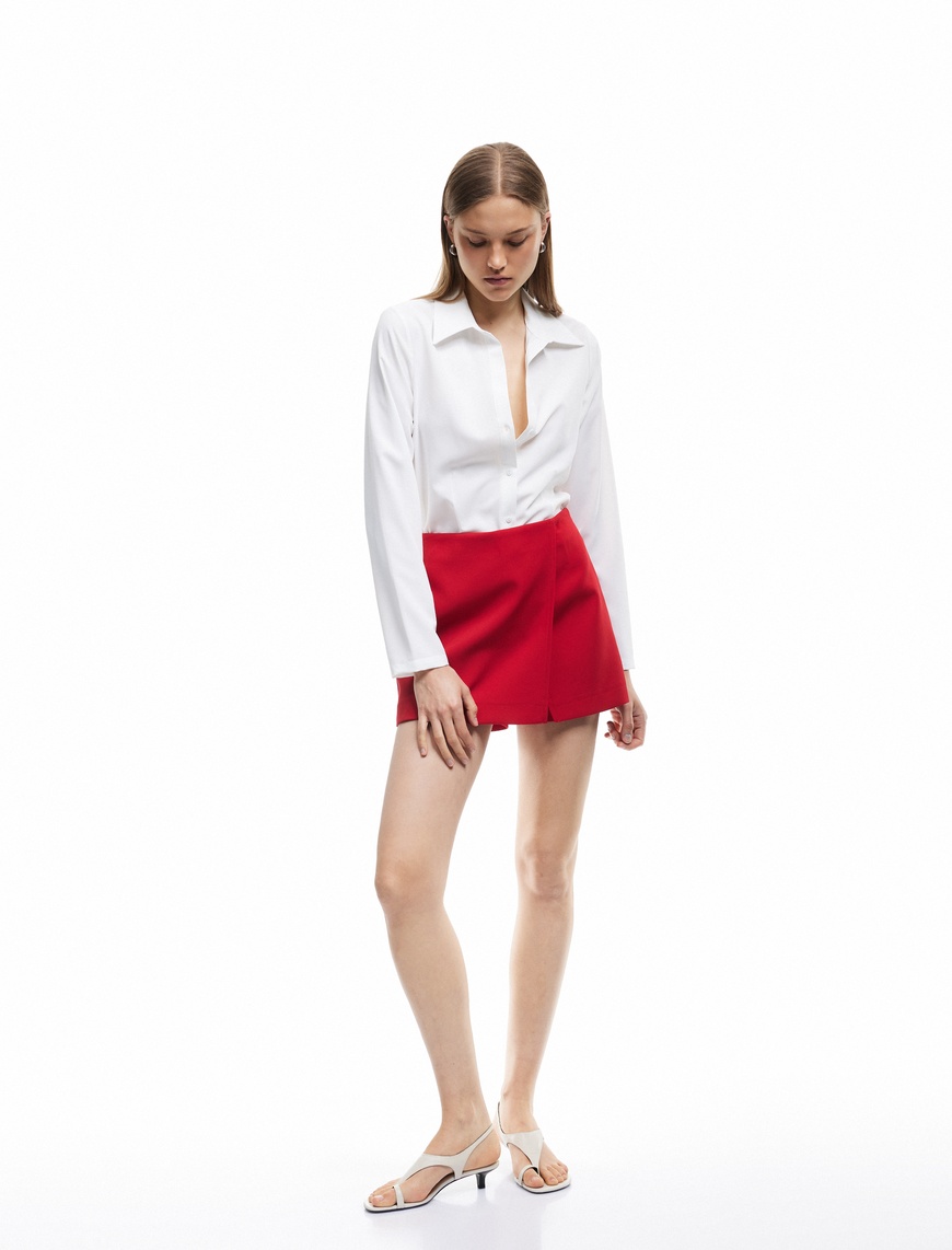   Regular Fit Kruvaze Mini Şort Etek