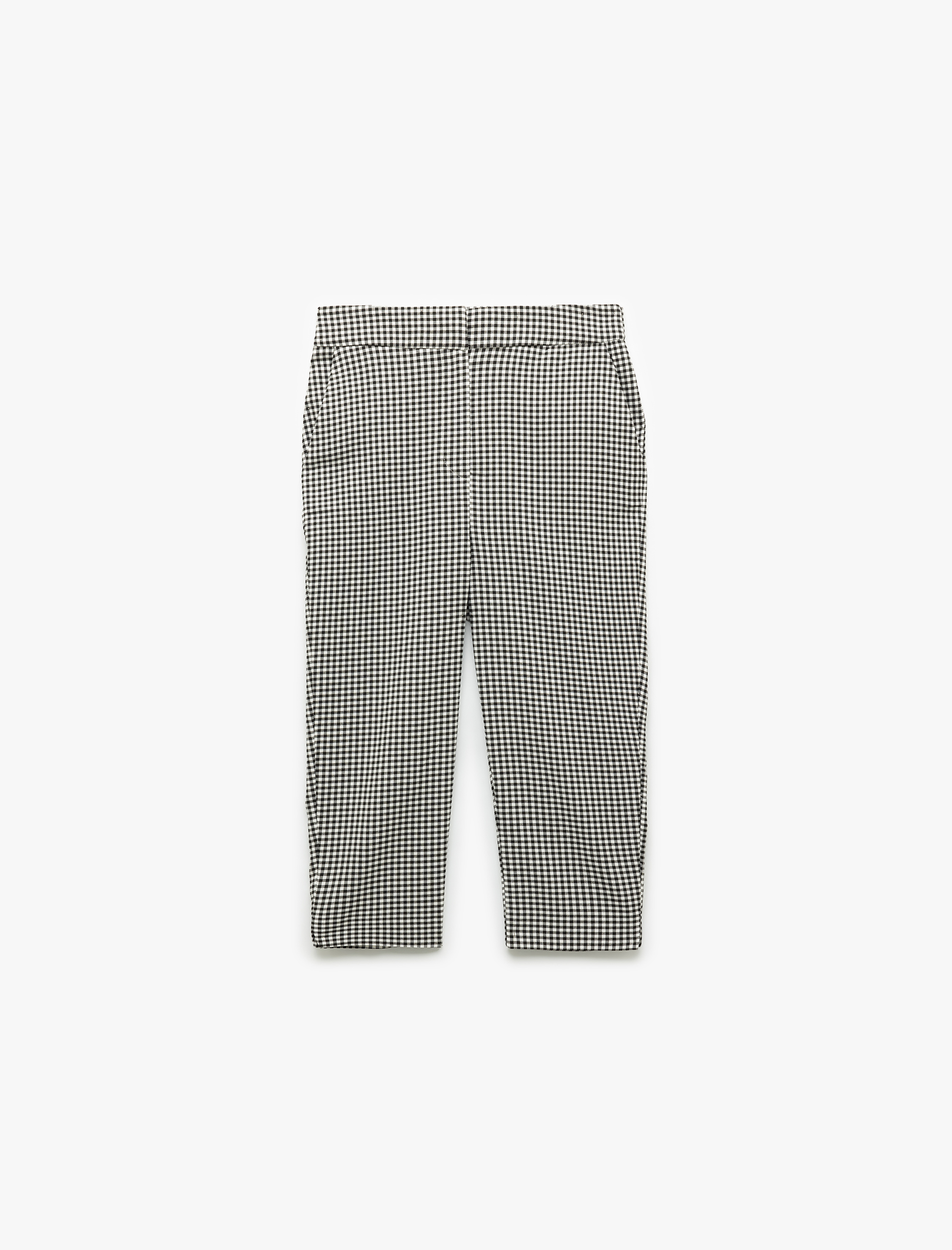   Viskon Kumaş Pötikareli Skinny Fit Cepli Kapri Pantolon