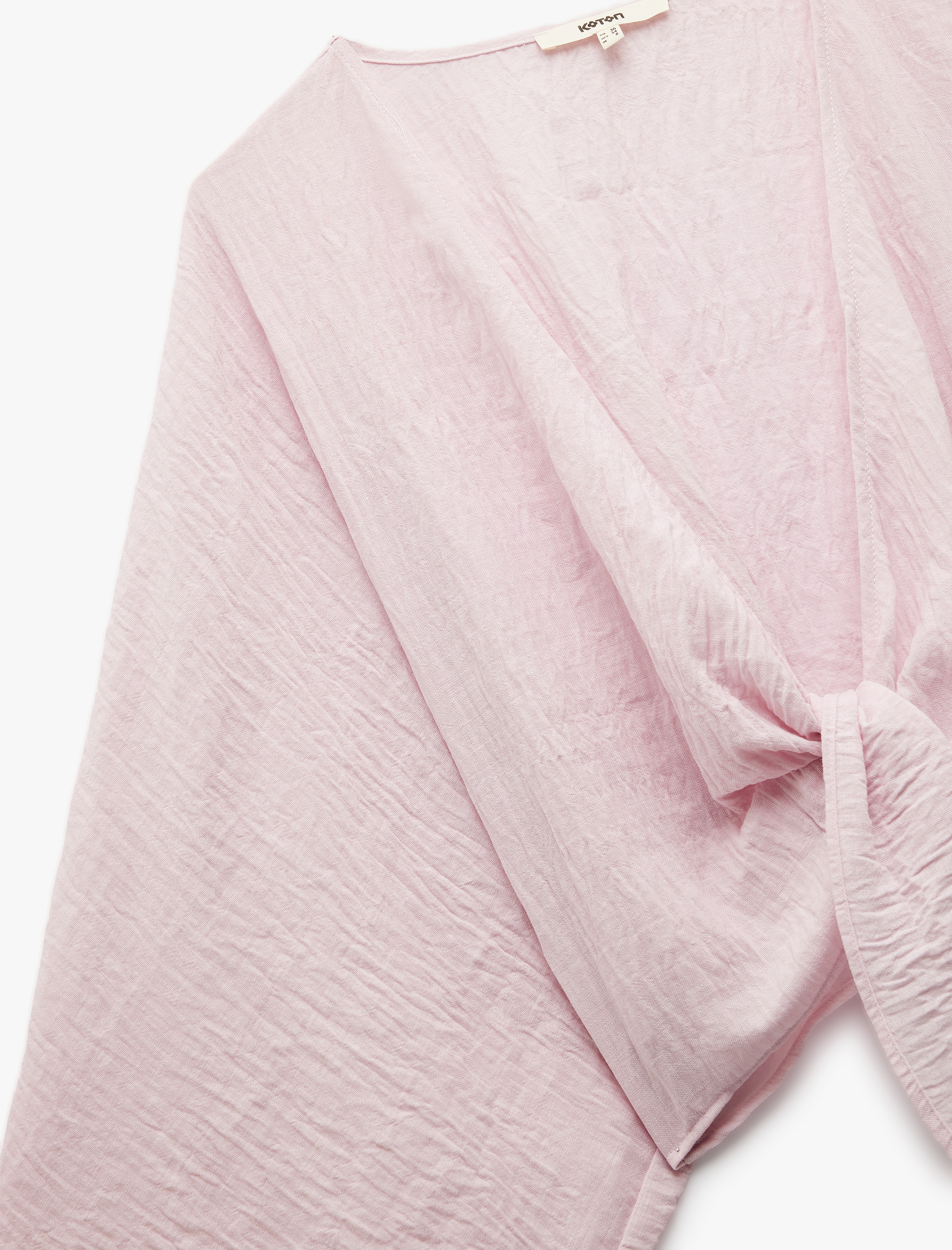   Bol Kalıp Yarasa Kol Kruvaze Önden Bağlamalı Kısa Bluz