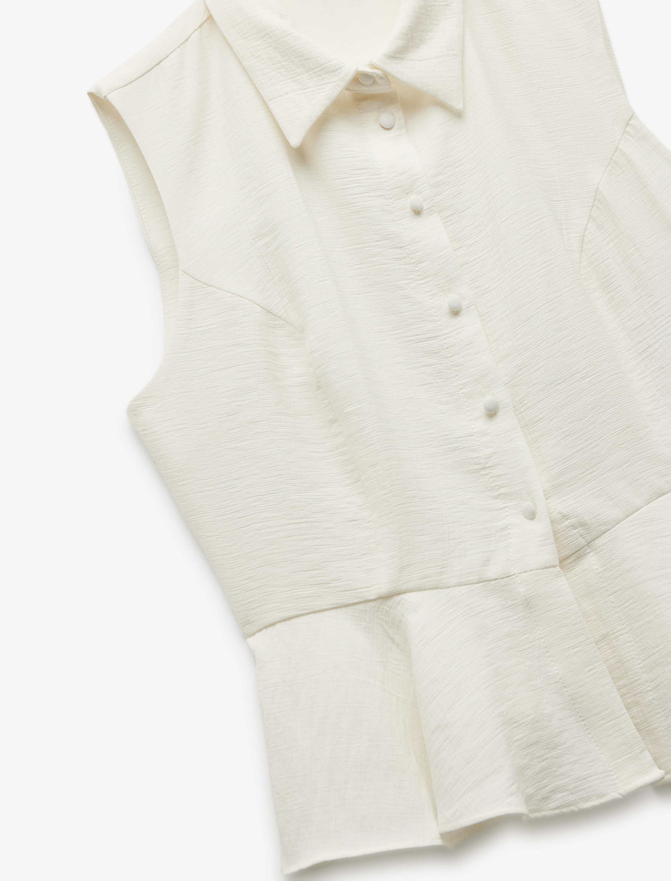 Viskon Kumaş Astarlı Kolsuz Peplum Gömlek