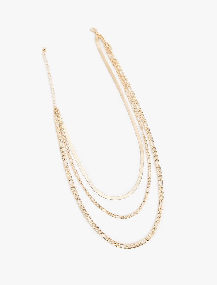 Kadın 3 Sıra Çoklu Zincir Kolye