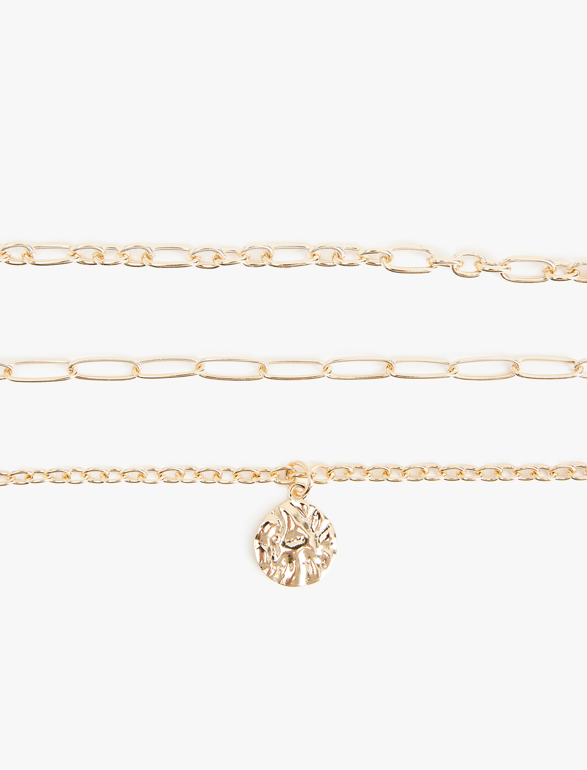  Kadın 3 Sıra Charm Detaylı Çoklu Zincir Kolye