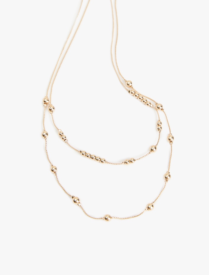 Kadın 2 Sıra Detaylı Boncuklu Kolye