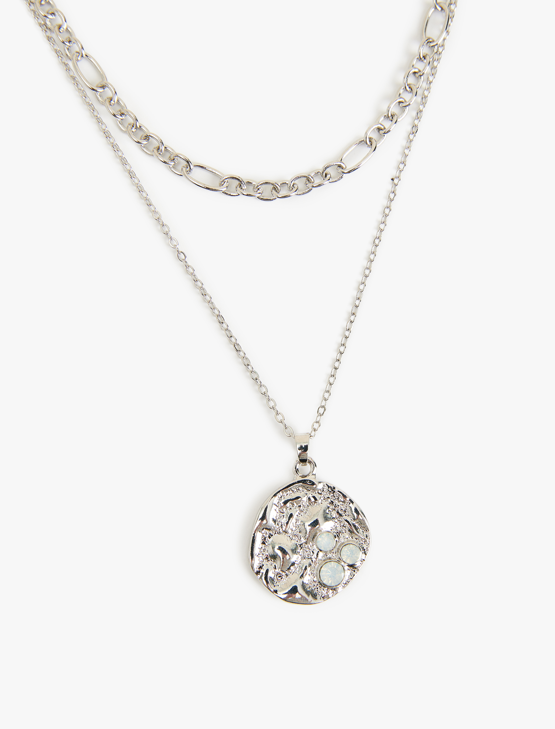  Kadın 2 Sıra Charm Detaylı Çoklu Zincir Kolye