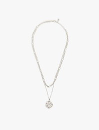 2 Sıra Charm Detaylı Çoklu Zincir Kolye