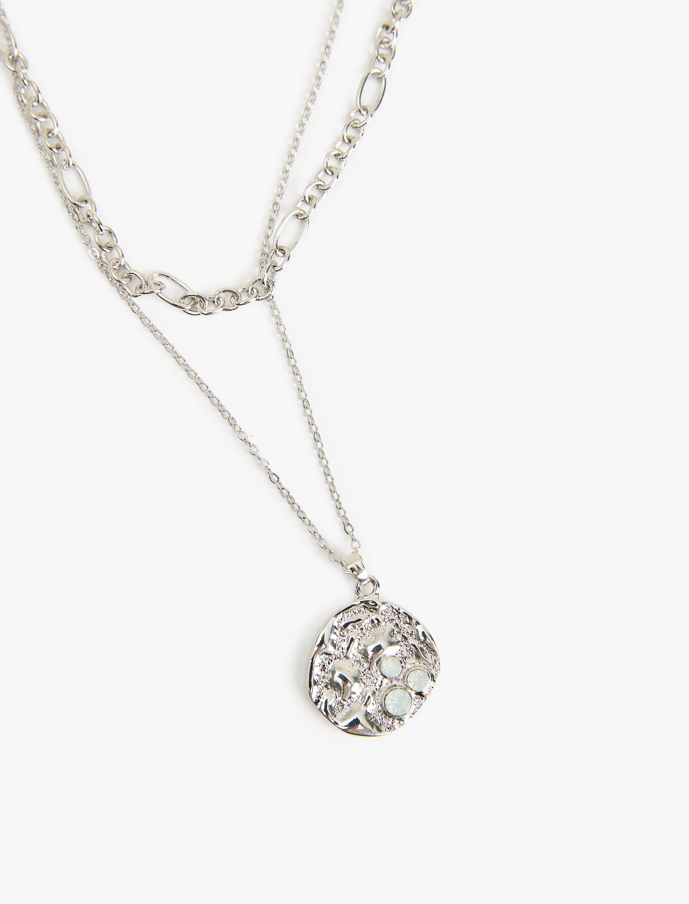  Kadın 2 Sıra Charm Detaylı Çoklu Zincir Kolye