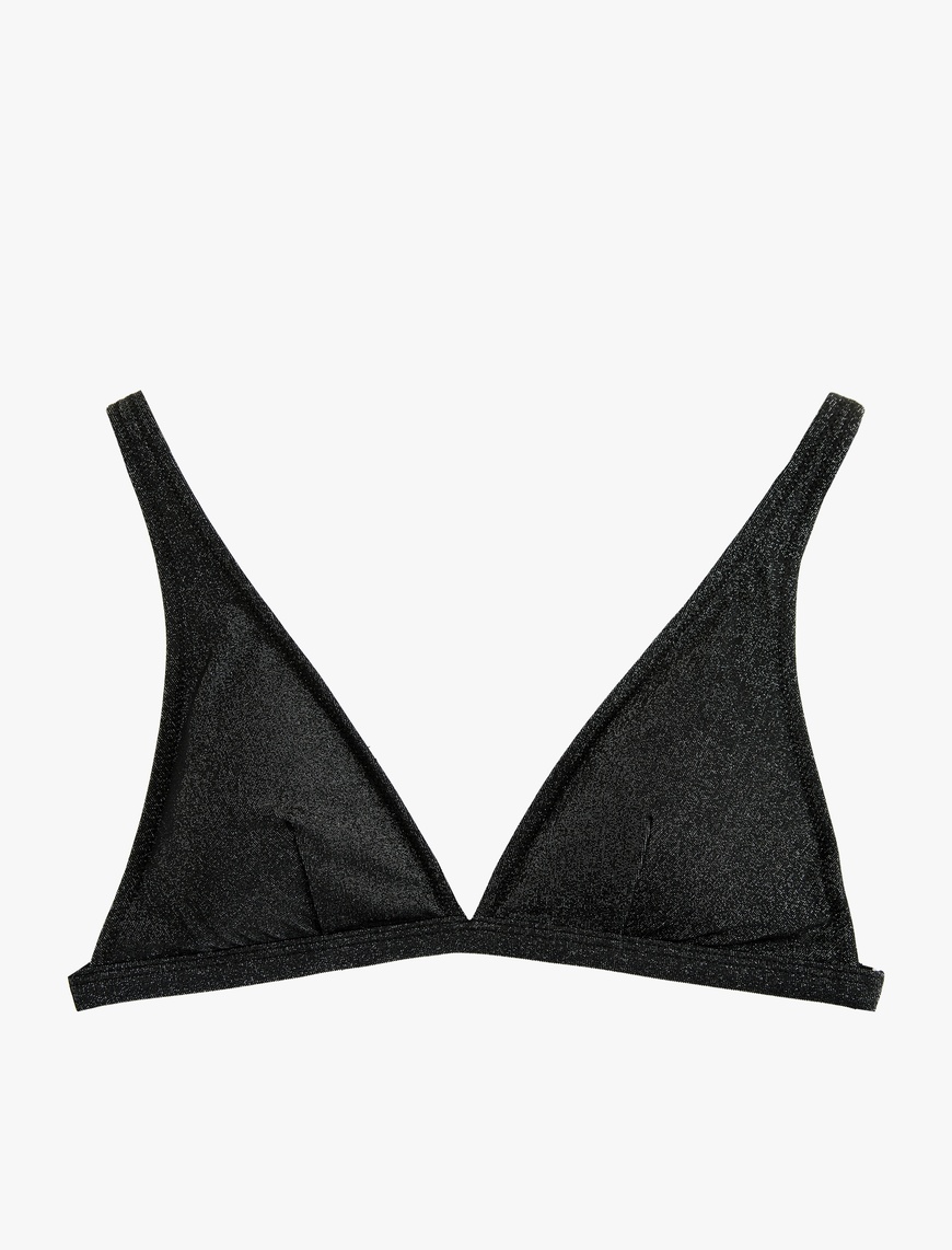   Simli Derin V Yaka Bralet Bikini Üstü