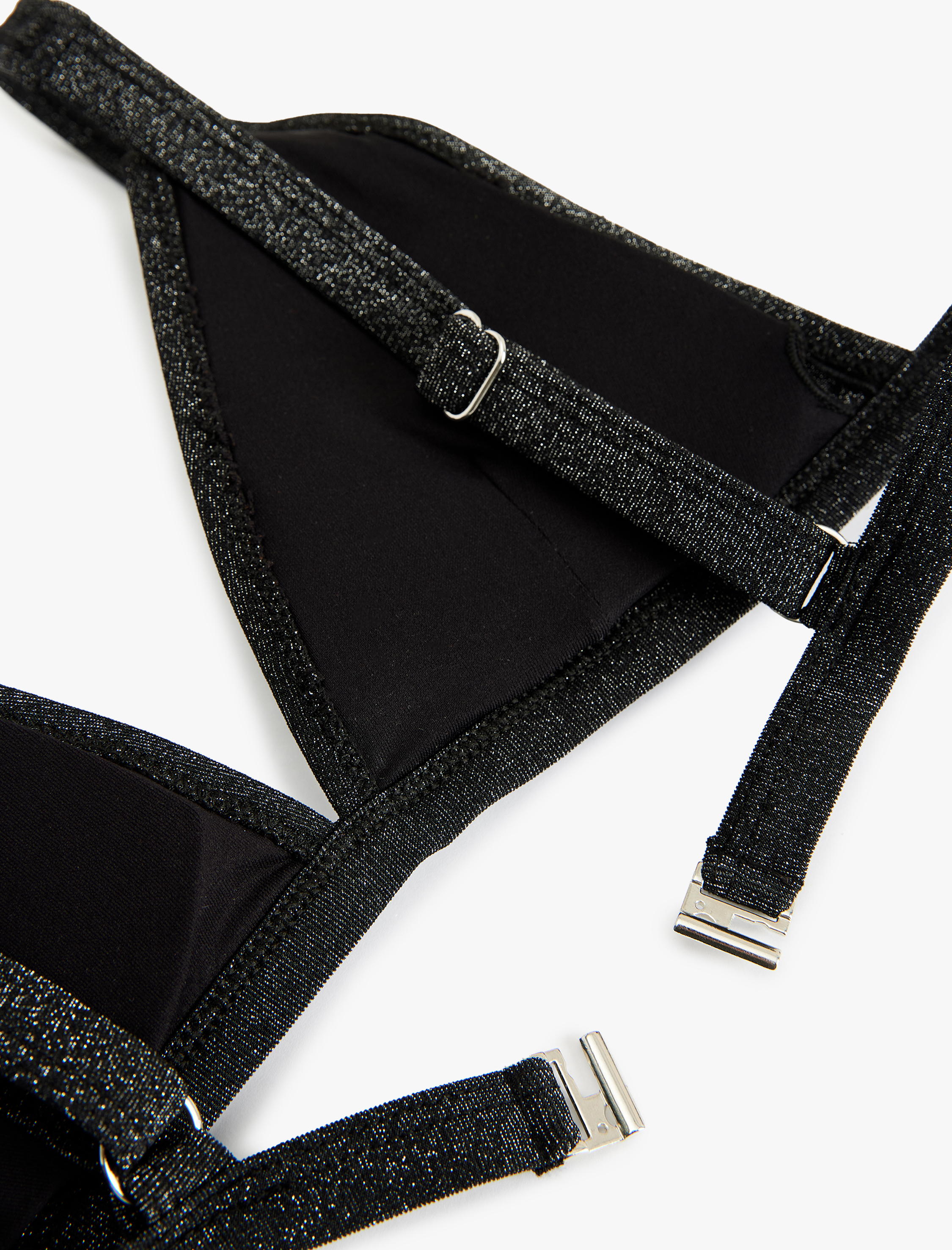   Simli Derin V Yaka Bralet Bikini Üstü