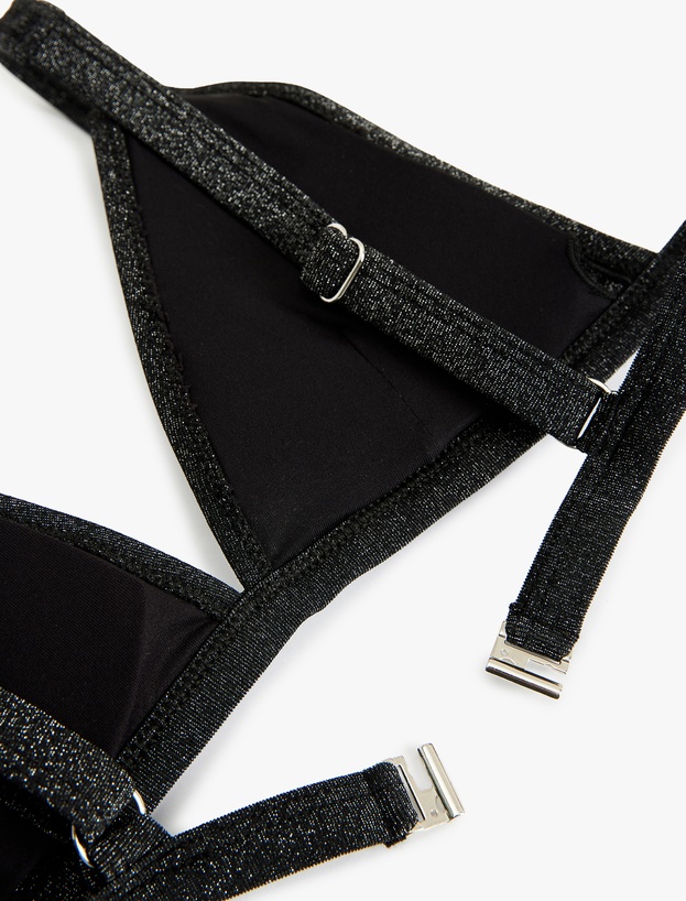 Simli Derin V Yaka Bralet Bikini Üstü_1